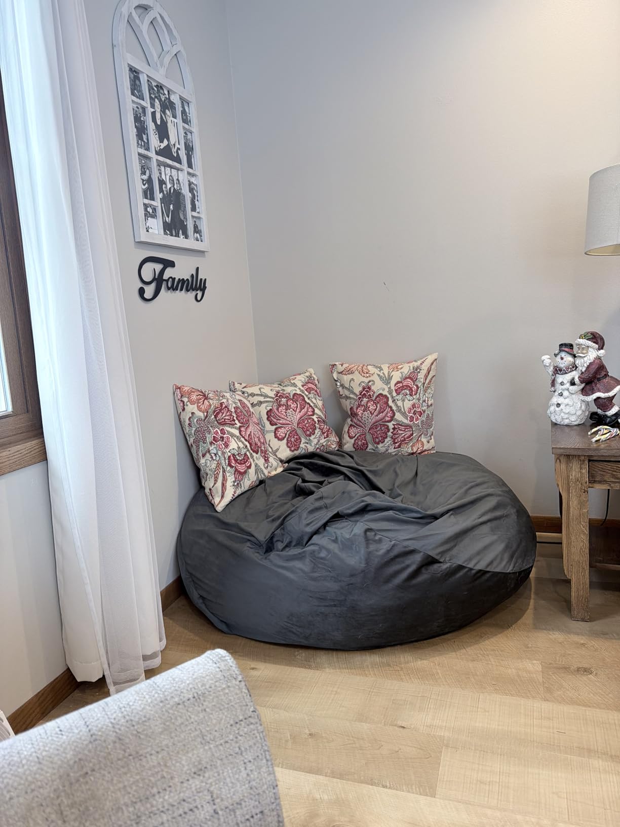 Ultimate Sack 6000 6-Foot Bean Bag Chair, Grey Suede Cover - Oversized Foam Lounger, Floor Seat, Small Sofa, or Couch Bed for Living Area, Gaming Room, or Reading Lounge customer photo 1