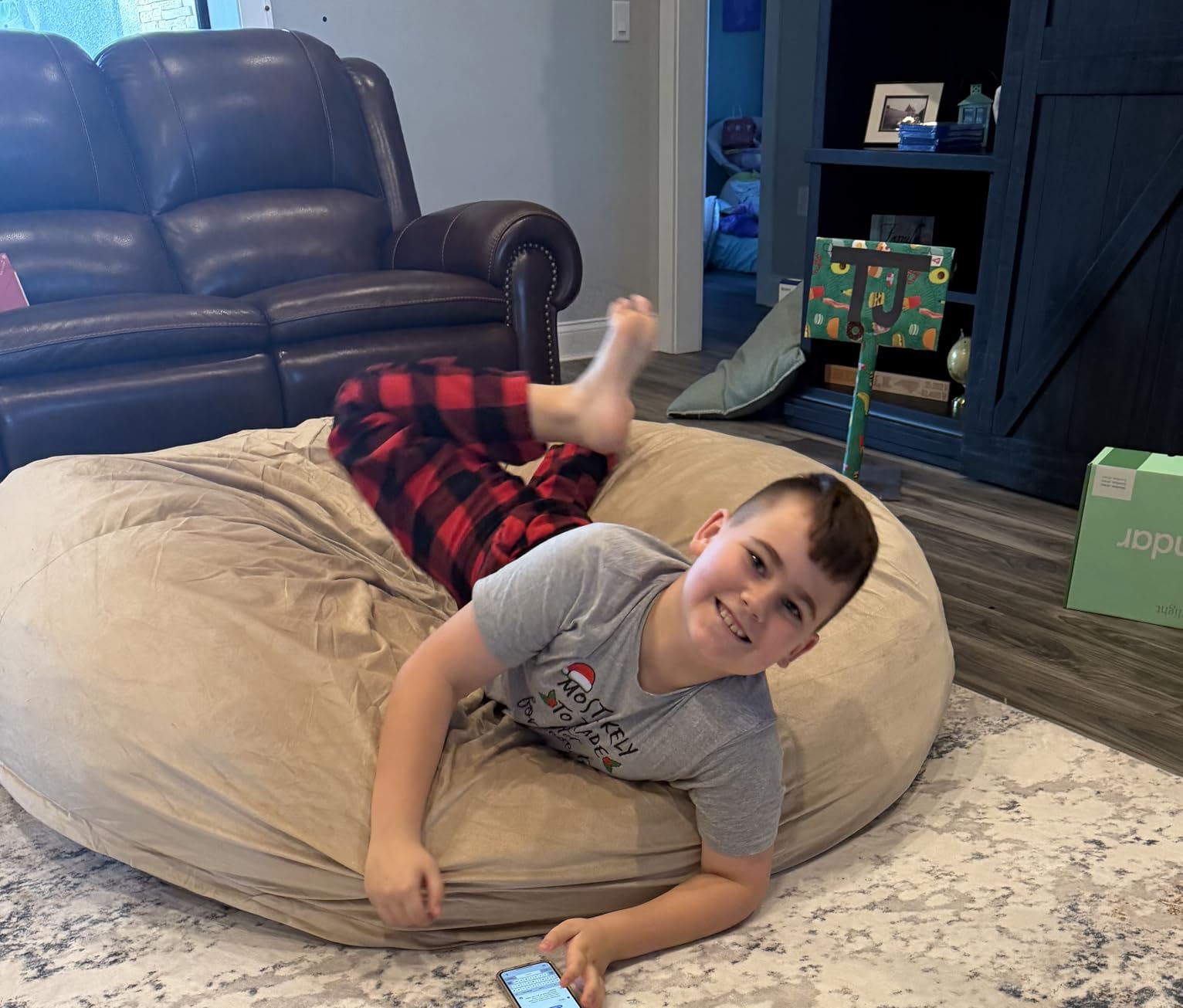 ULTIMATE SACK 5000 5-Foot Bean Bag Chair, Cloud Suede Cover - Oversized Foam Lounger, Floor Seat, Small Sofa, or Couch Bed for Living Area, Gaming Room, or Reading Lounge customer photo 2