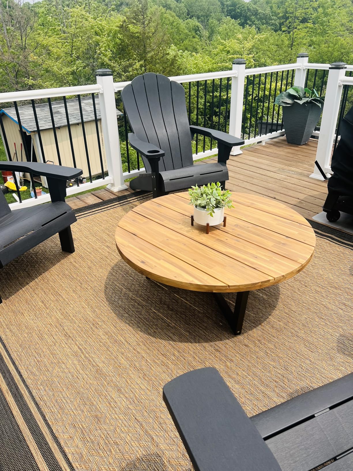Gertmenian Indoor Outdoor Classic Flatweave Area Rug, Stain & UV Resistant Carpet, Deck, Patio, Poolside & Mudroom, 5x7 Ft Standard, Simple Border, Black Tan, 21490 customer photo 1