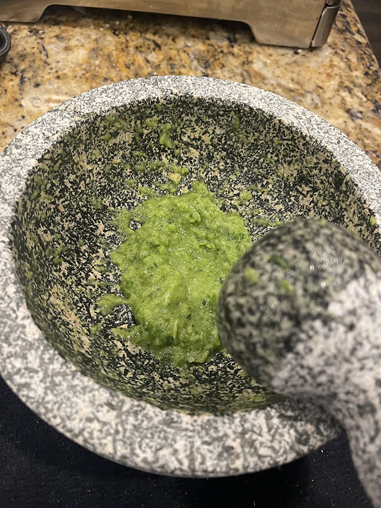 Umien Granite Mortar and Pestle Set - 8-Inch Natural Stone Molcajete with Avocado Tool - 3.5 Cup Capacity for Spices, Herbs, Pestos & Guacamole customer photo 2