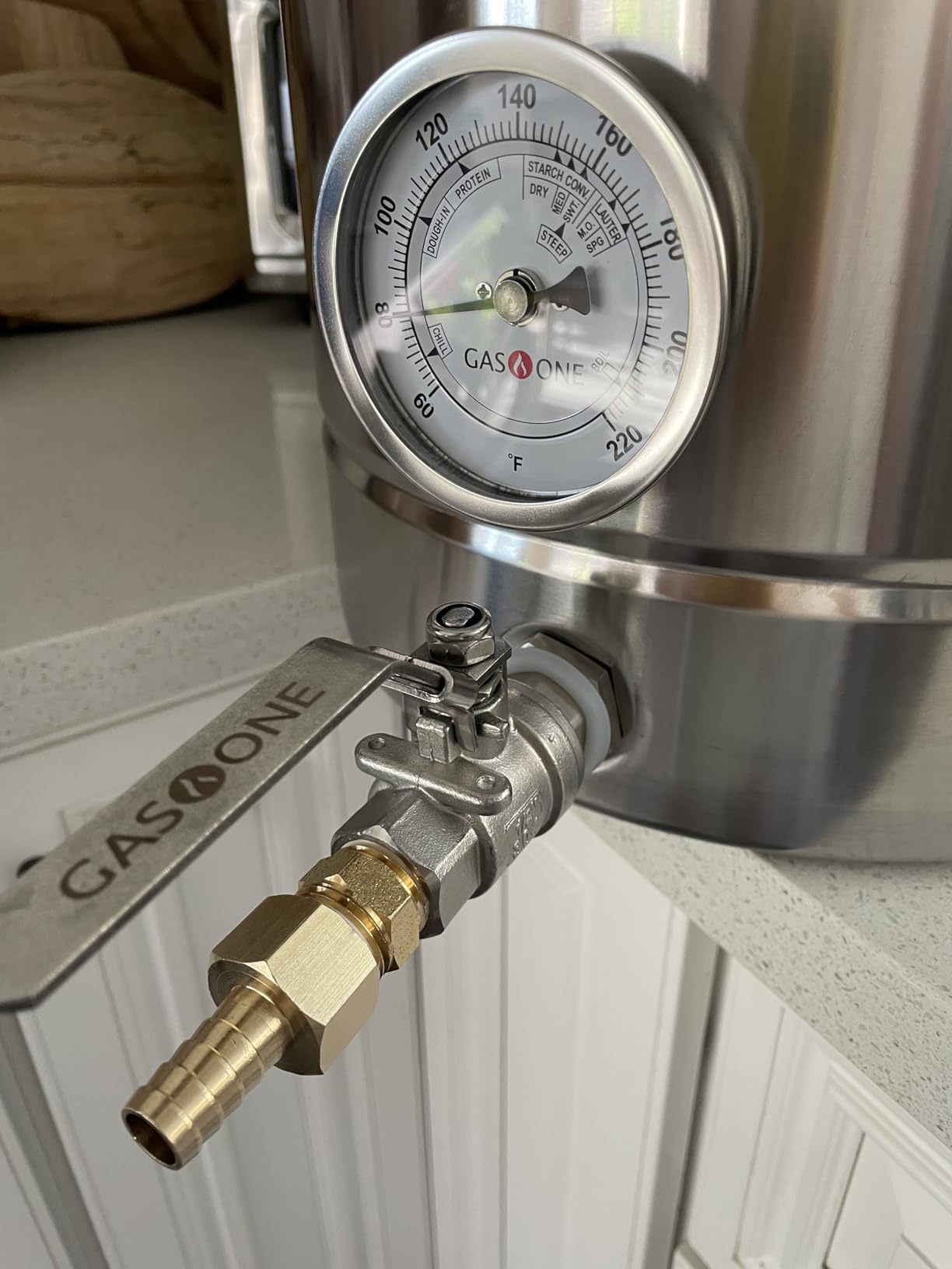 GasOne 10 Gallon Stainless Steel Home Brew Kettle Pot Pre Drilled 4 PC Set 40 Quart Tri Ply Bottom for Beer Brewing Includes Stainless Steel Lid, Thermometer, Ball Valve Spigot - Home Brewing Supplies customer photo 1