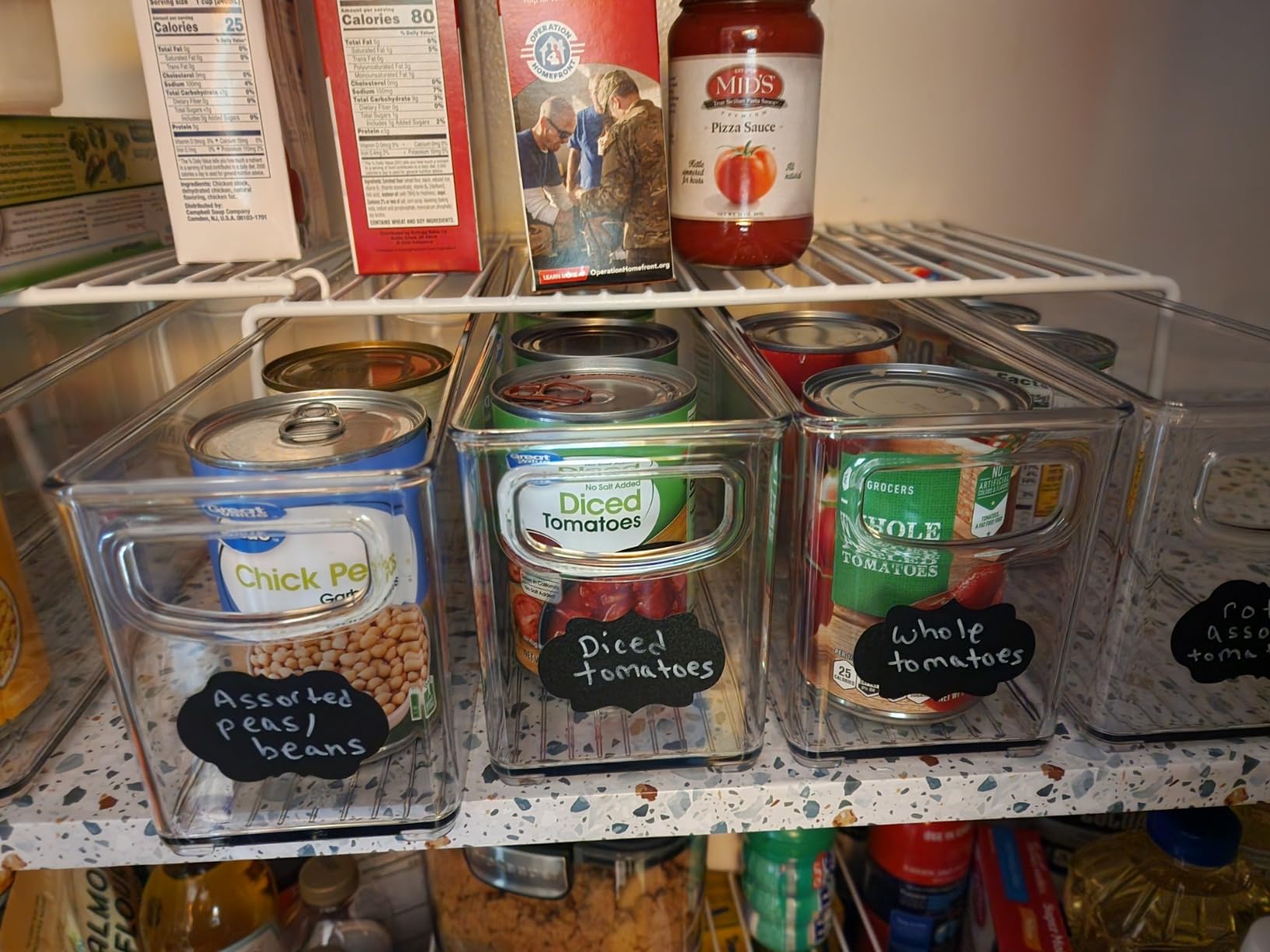 mDesign Plastic Kitchen Organizer - Storage Holder Bin with Handles for Pantry, Cupboard, Cabinet, Fridge/Freezer, Shelves, and Counter - Holds Canned Food, Snacks, Drinks, and Sauces - 8 Pack - Clear customer photo 1
