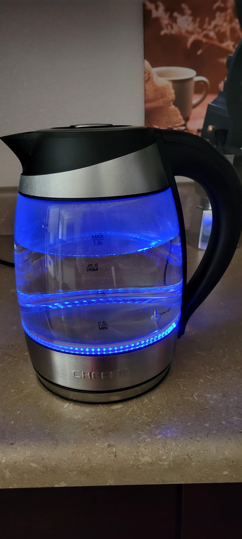 Chefman Electric Kettle with Temperature Control, 5 Presets LED Indicator Lights, Removable Tea Infuser, Glass Tea Kettle & Hot Water Boiler, 360 Swivel Base, BPA Free, Stainless Steel, 1.8 Liters customer photo 1