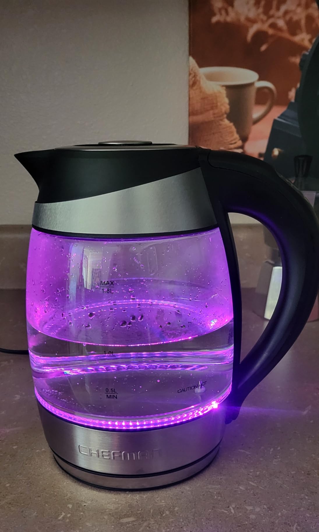 Chefman Electric Kettle with Temperature Control, 5 Presets LED Indicator Lights, Removable Tea Infuser, Glass Tea Kettle & Hot Water Boiler, 360 Swivel Base, BPA Free, Stainless Steel, 1.8 Liters customer photo 2