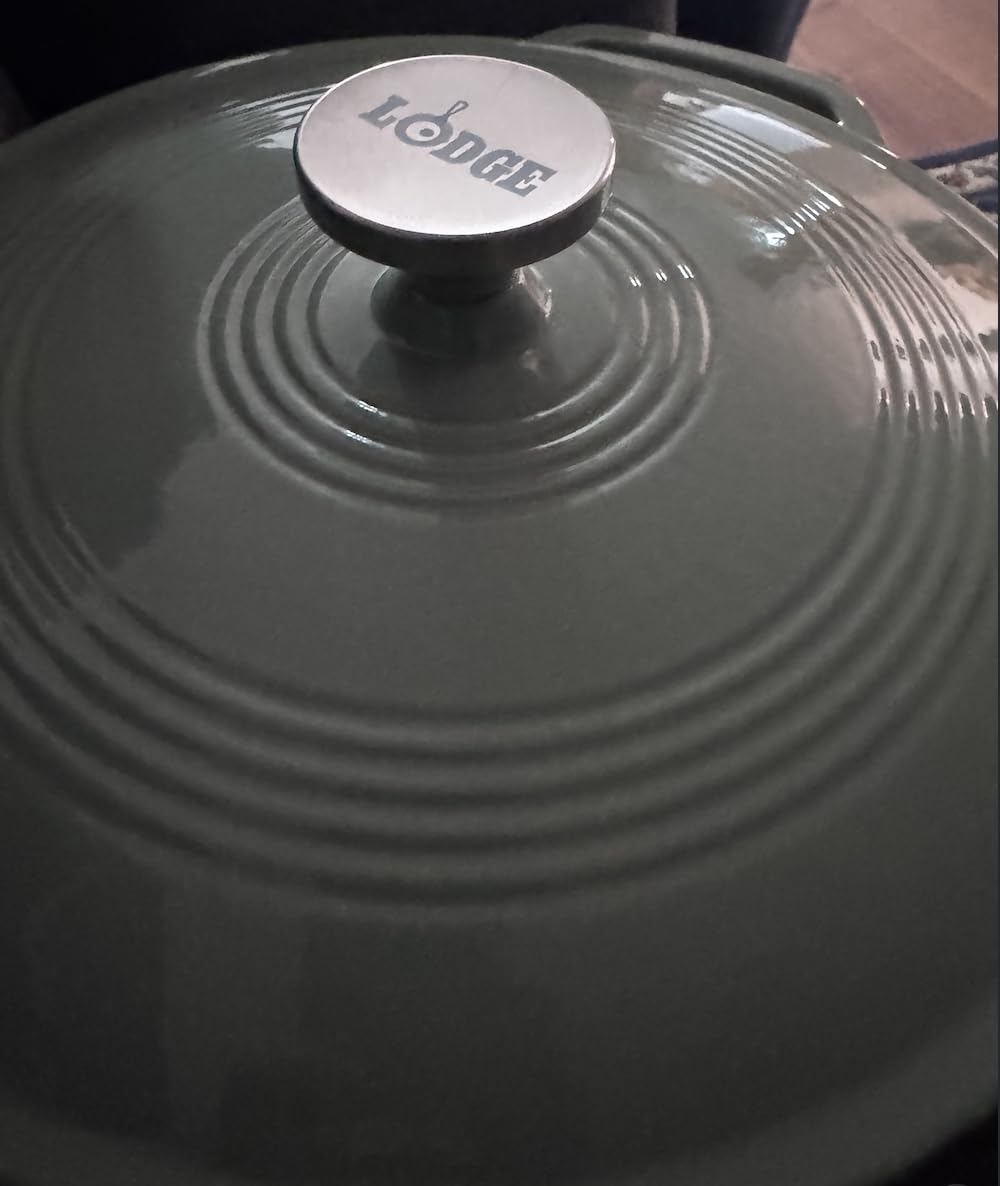 Lodge 3.6 Quart Enameled Cast Iron Round Casserole With Lid - Dual Handles - Oven Safe up to 500° F or on Stovetop - Use to Marinate, Cook, Bake, Refrigerate and Serve - Oyster White customer photo 1