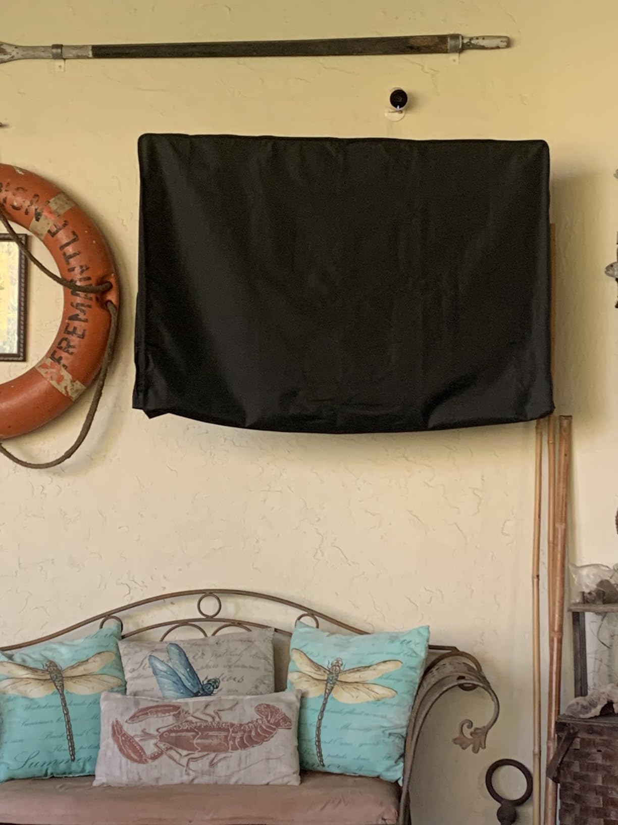 iBirdie Outdoor TV Cover 48 to 50 inch Weatherproof, Cover Size 47.5''L x 30''H, Waterproof for Outside Flat Screen 48 to 50 inch TV, Black, 600D Thick Fabric Screen Protector with Bottom customer photo 1