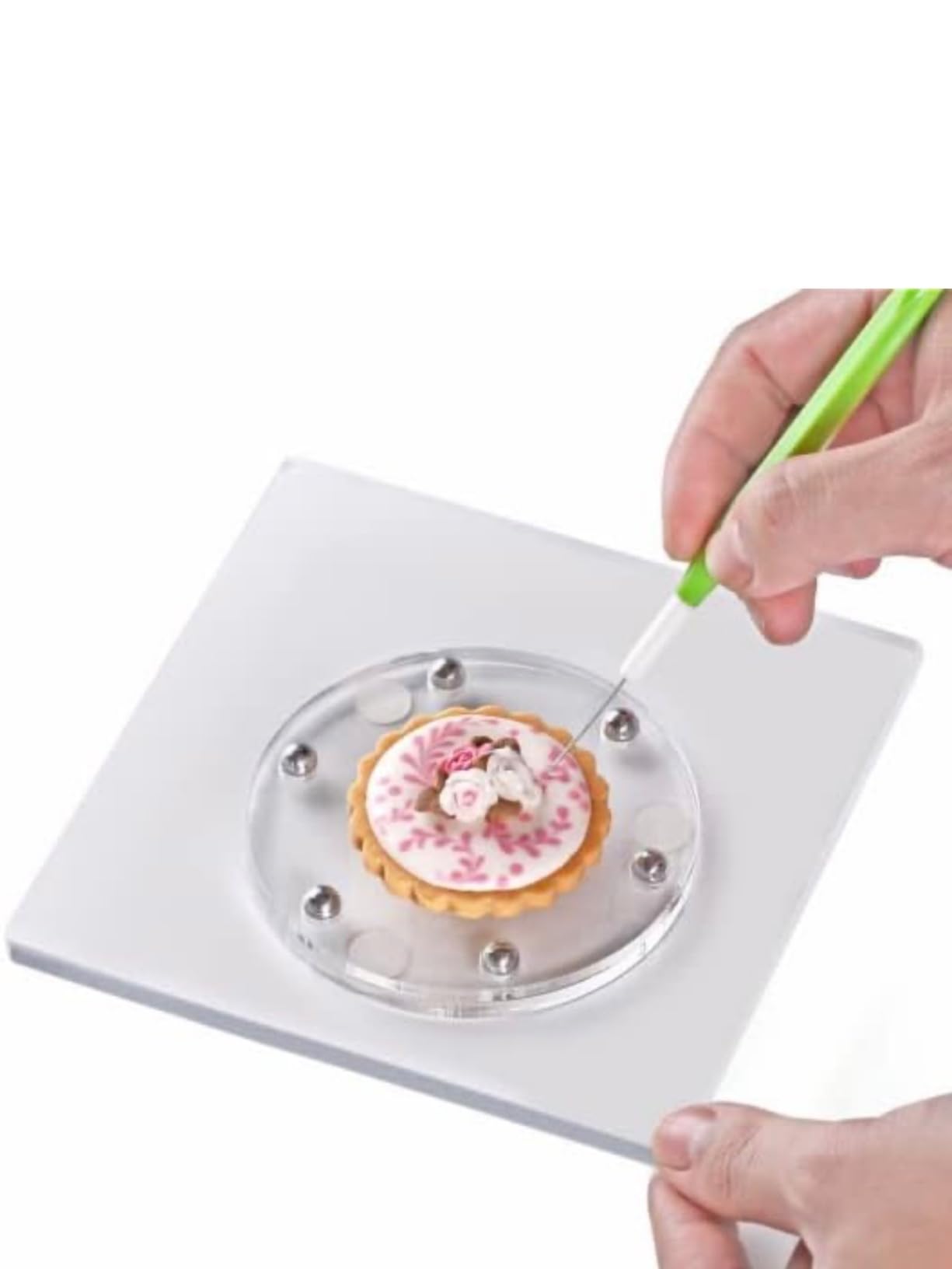 Cookie Decorating Turntable, Sugar Cake Cookie Decorating Supplies Kit-with Anti-Slip Silicone Mat,Turns Smoothly Easy Control and Convenient,5.7 x 5.7inch,Thicker,Acrylic,Square customer photo 1