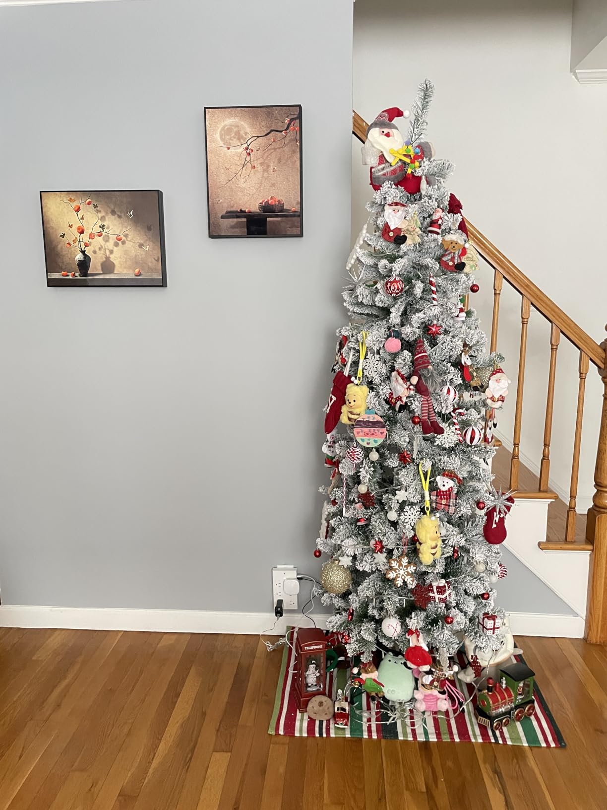Best Choice Products Flocked Pencil Christmas Tree, Unlit Slim Artificial Holiday Decoration, 6ft Skinny Snowy Appearance w/Base customer photo 2
