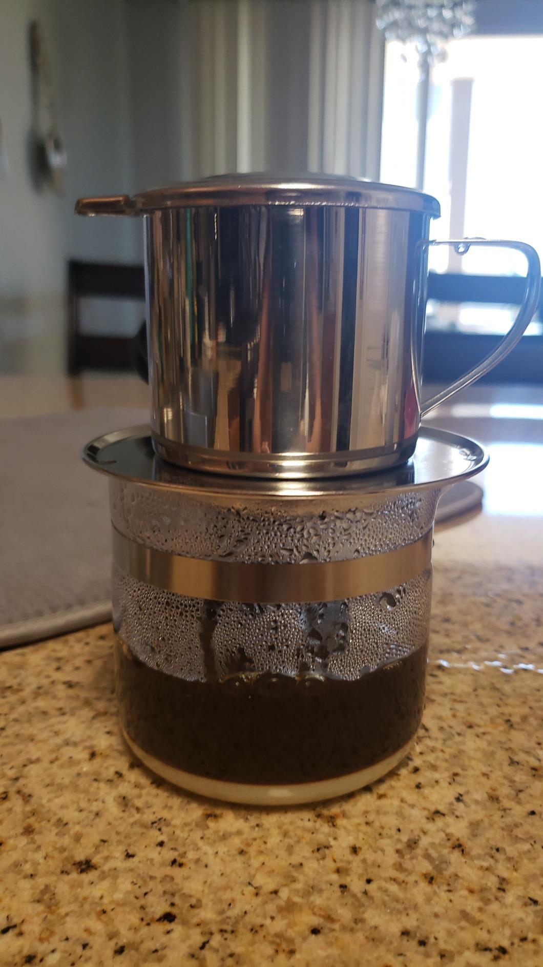 Vietnamese Coffee Filter Maker Press. Screw Down Phin Made in Vietnam. Authentic (1, Medium (8 oz)) customer photo 2