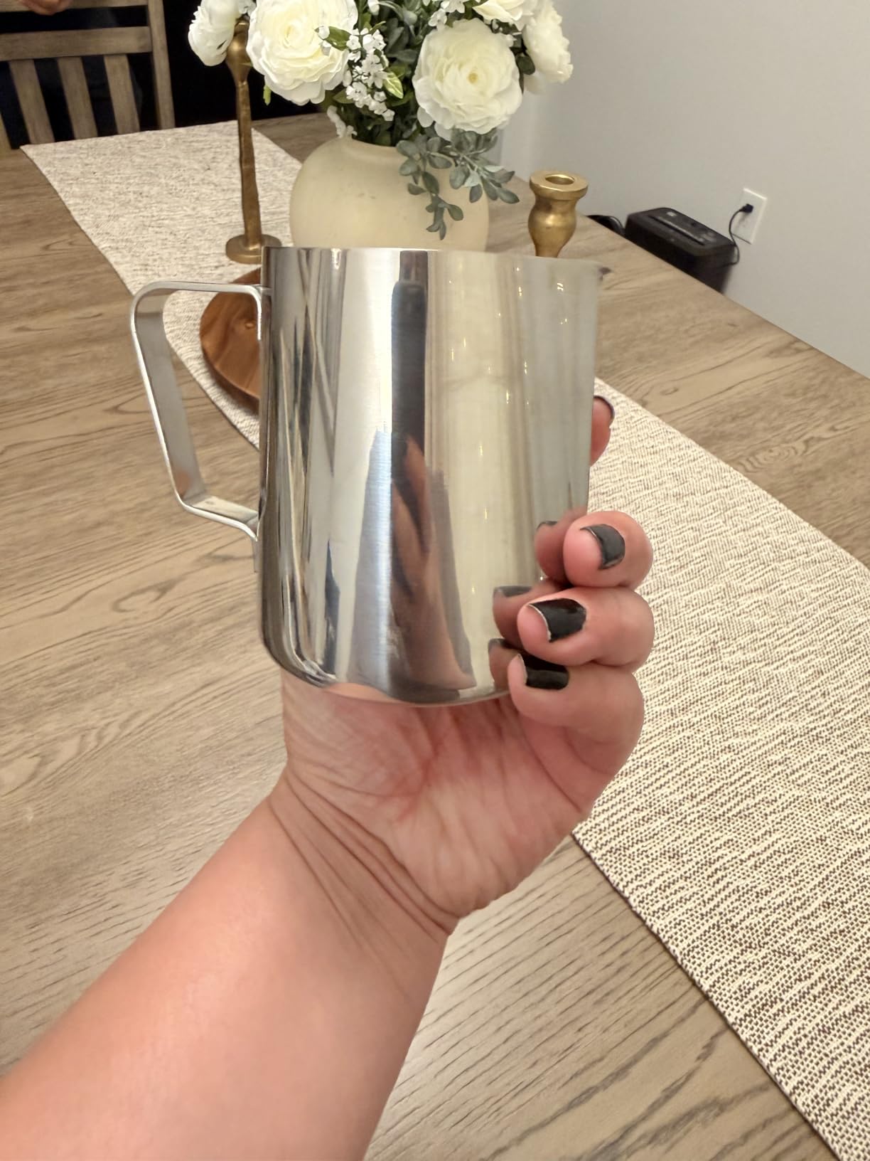 Milk Frothing Pitcher 350ml/600ml/900ml/1500ml (12oz/20oz/32oz/50oz) Steaming Pitchers Stainless Steel Milk/Coffee/Cappuccino/Latte Art Barista Steam Pitchers Milk Jug Cup with Art Pen,12oz customer photo 2