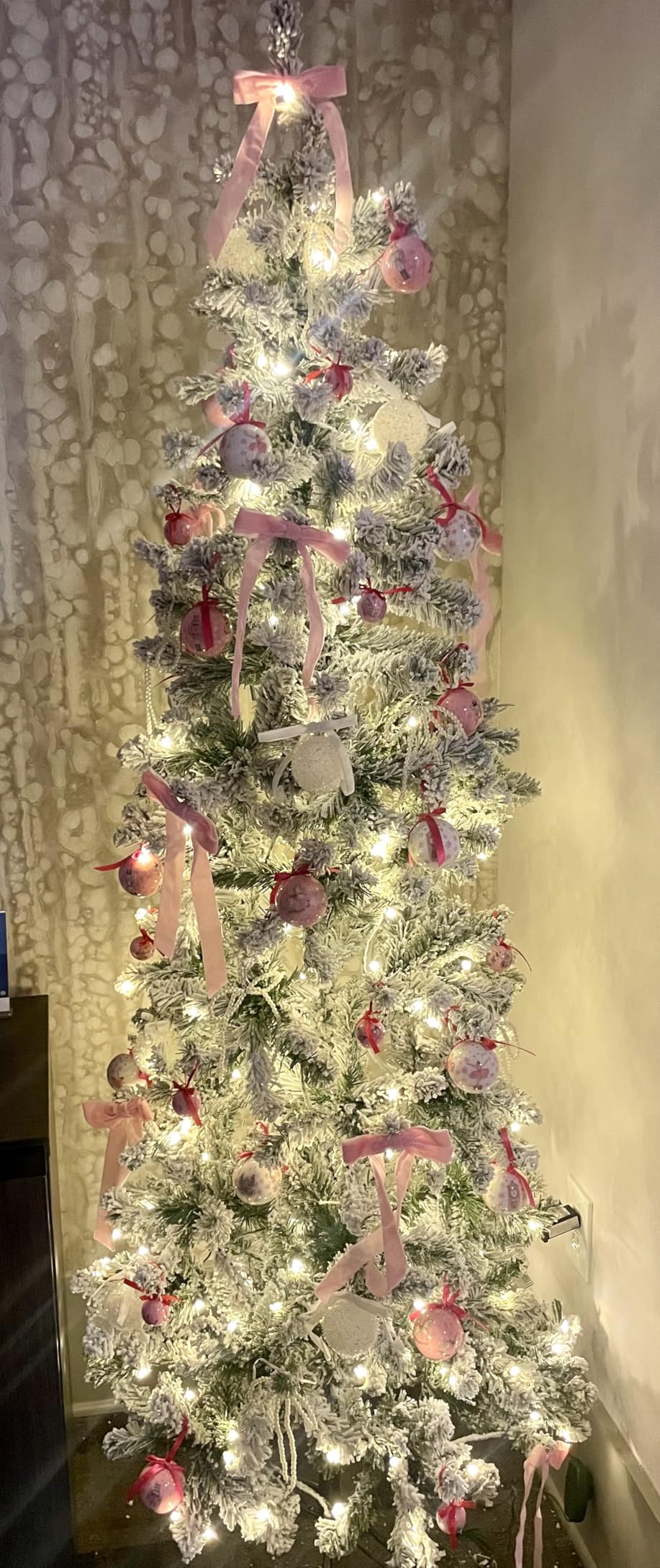 Best Choice Products Flocked Pencil Christmas Tree, Pre-Lit Slim Artificial Holiday Decoration, 6ft Lighted Skinny w/Base, Warm White Lights customer photo 2