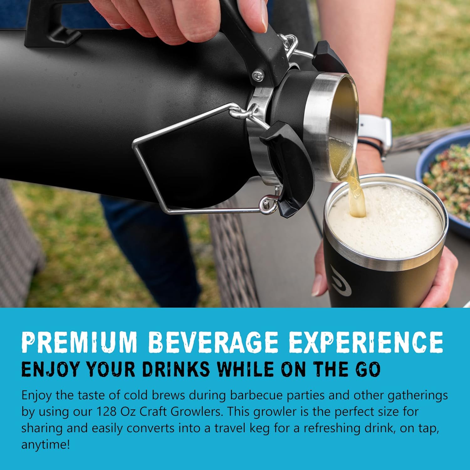 DrinkTanks Craft Growler, Passivated Stainless Steel Growlers for Beer, Leakproof and Vacuum Insulated Beverage Tumbler, Easy-to-Use Soda, Wine, or Coffee Tumbler with Handle, 128 oz customer photo 2