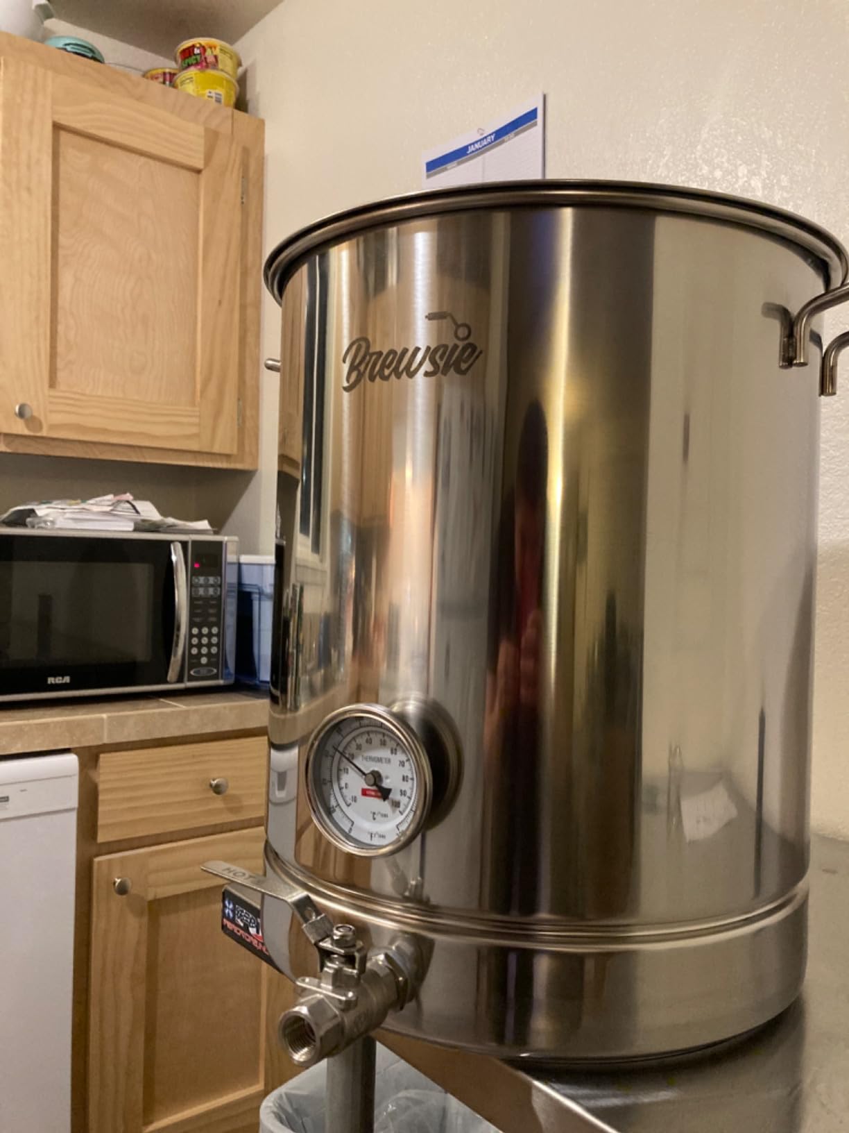 BREWSIE Stainless Steel Home Brew Kettle w/Dual Filtration. Equip with False Bottom Thermometer and Ball Valve for Brewing (16 Gal/ 64 QT) customer photo 2