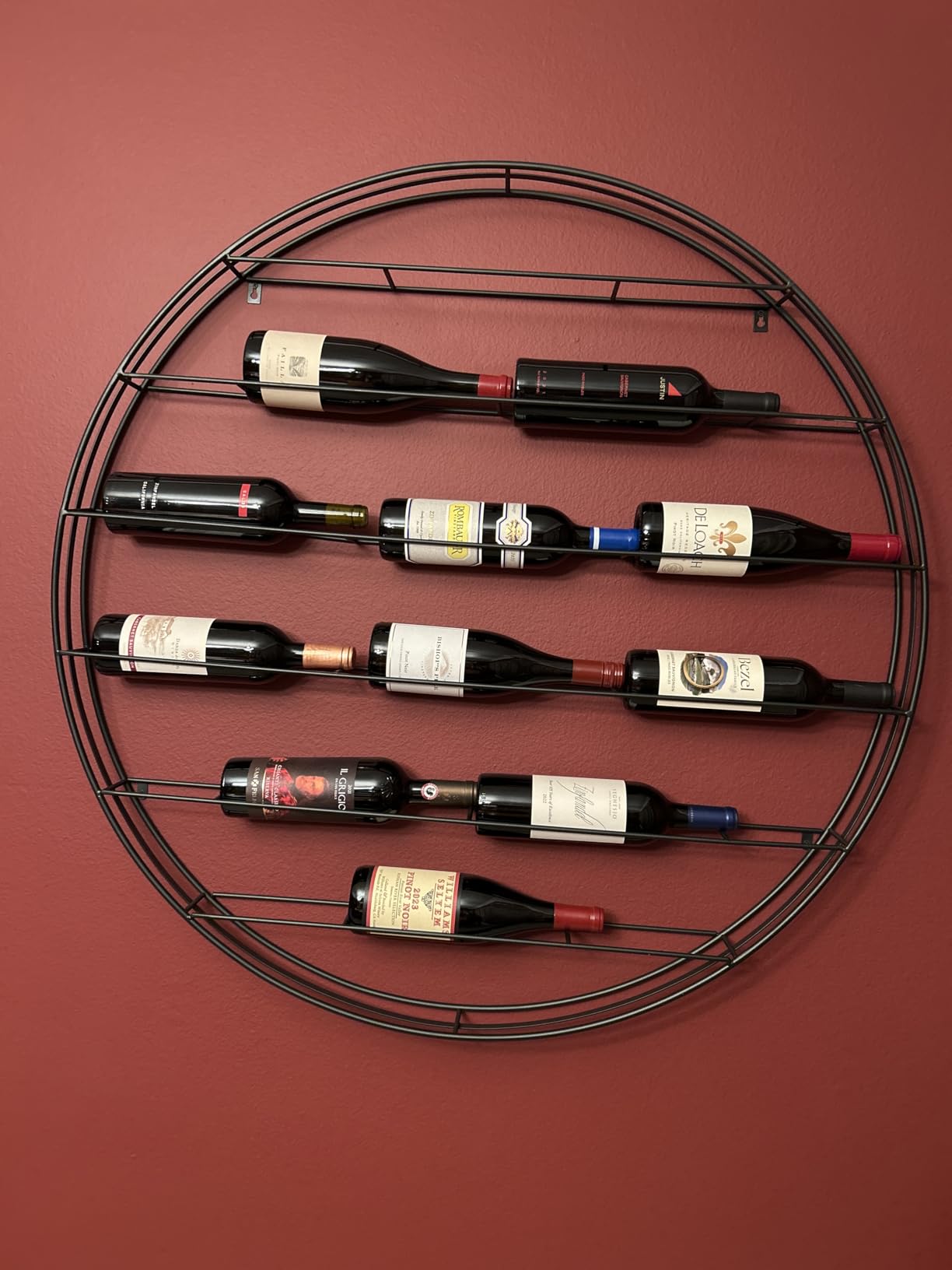 MyGift 4-Bottle Rustic Brown Wood Wine Rack for Countertop - Brushed Country Rustic Style, Compact Storage for Kitchen, Bar, Dining Room (Holds 750ml Bottles) customer photo 2