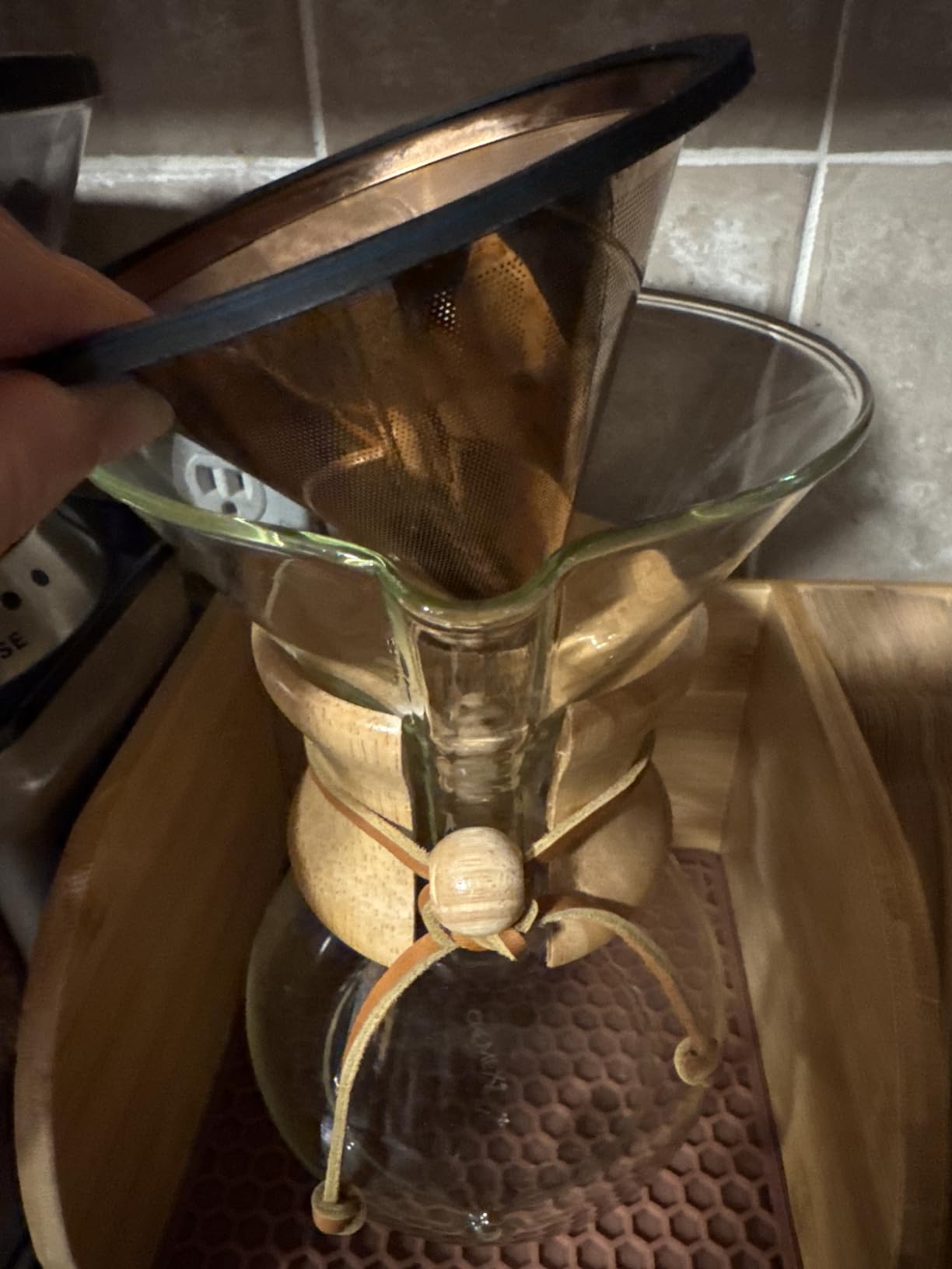 Barista Warrior Reusable Cone Coffee Filter - Stainless Steel Pour Over for Chemex, Hario V60 & Drippers, Eco-Friendly Metal Mesh, Easy to Clean - Copper customer photo 1