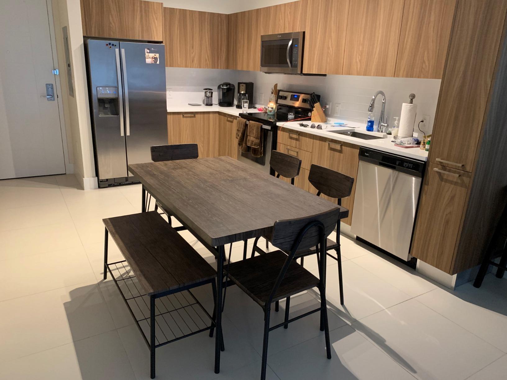 Best Choice Products 6-Piece 55in Modern Dining Set for Home, Kitchen, Dining Room w/Storage Racks, Rectangular Table, Bench, 4 Chairs, Steel Frame - Brown customer photo 1
