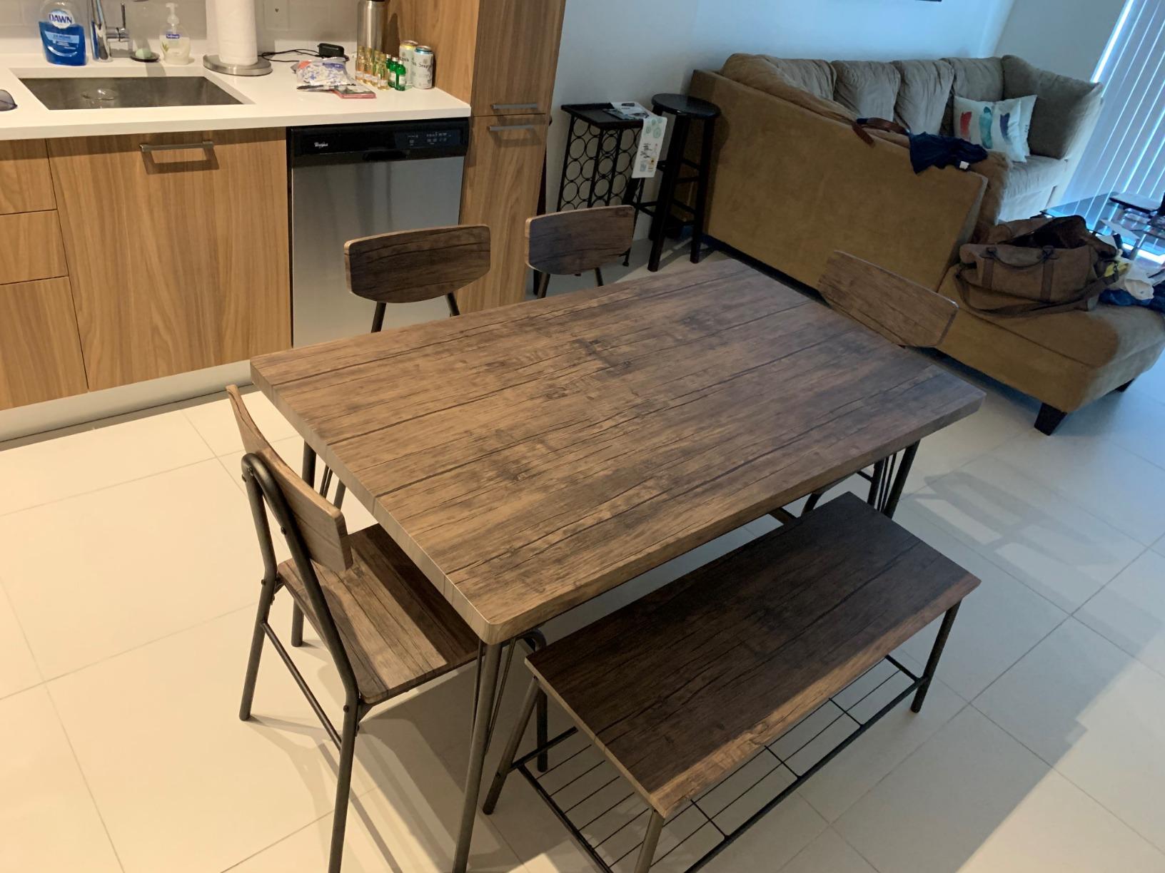 Best Choice Products 6-Piece 55in Modern Dining Set for Home, Kitchen, Dining Room w/Storage Racks, Rectangular Table, Bench, 4 Chairs, Steel Frame - Brown customer photo 2