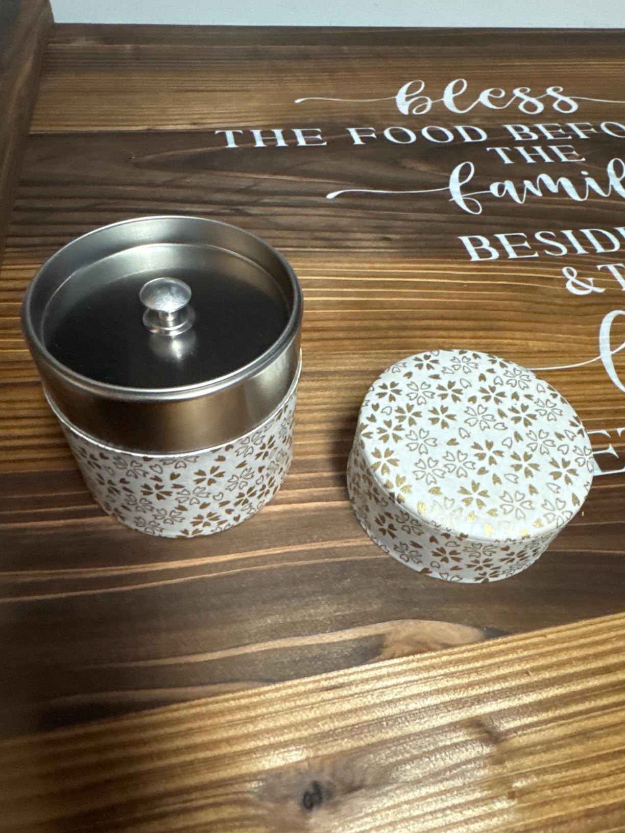 Yamako Pokkan a Japanese Tea Tin Canister, Air Tight, Double Lid, 200g Tea Capacity (Wave - Japanese Traditional Wave Pattern, L - 200g) customer photo 2