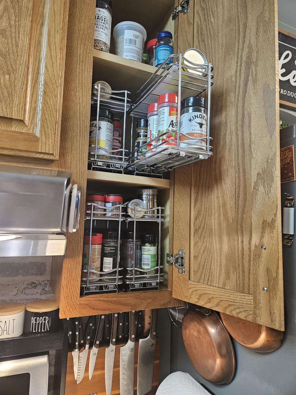 LYNK PROFESSIONAL Pull Out Spice Organization for Cabinets - 4-3/8 inch Wide - Spice Rack for Inside Cabinets, Slide Out Spice Rack Organizer for cabinet - Pull Out Spice Rack, Sliding 2 Tier Chrome customer photo 2