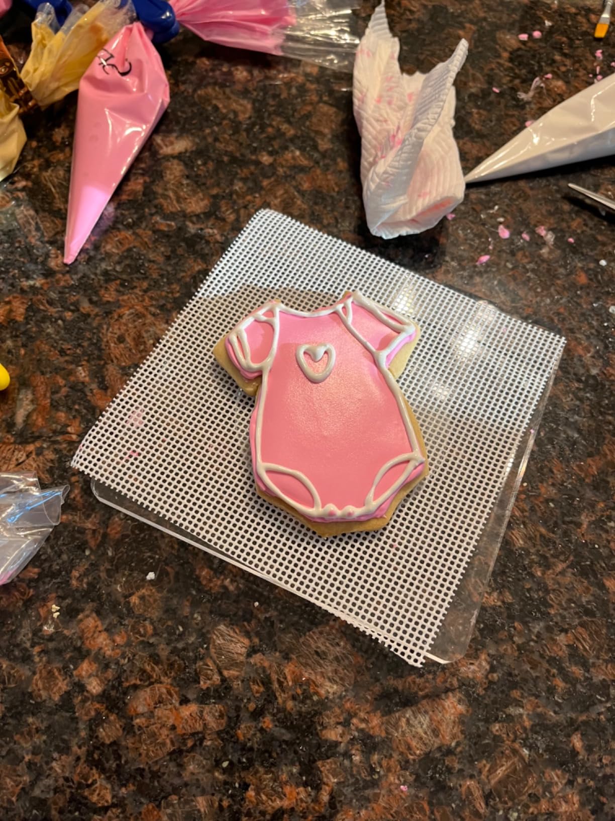 CY craft Cookie Decorating Turntable with Anti-Slip Silicone Mat,Cup Cake Sugar Icing Cookie Decorating Supplies Tools,Clear Acrylic Small Lazy Susan Turn Table,6.3 x 6.3 Inch,Square,Pack of 1 customer photo 1