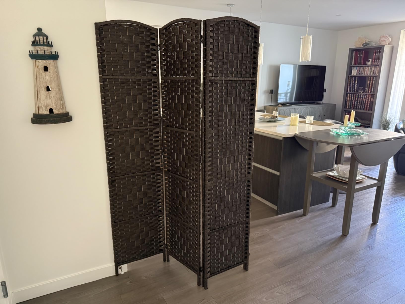 Rose Home Fashion 6 ft Tall Room Divider, Room Dividers and Folding Privacy Screens, 15.7in Privacy Screen 4 Panel Partition Temporary Wall Separation for Private, Dark Coffee customer photo 2