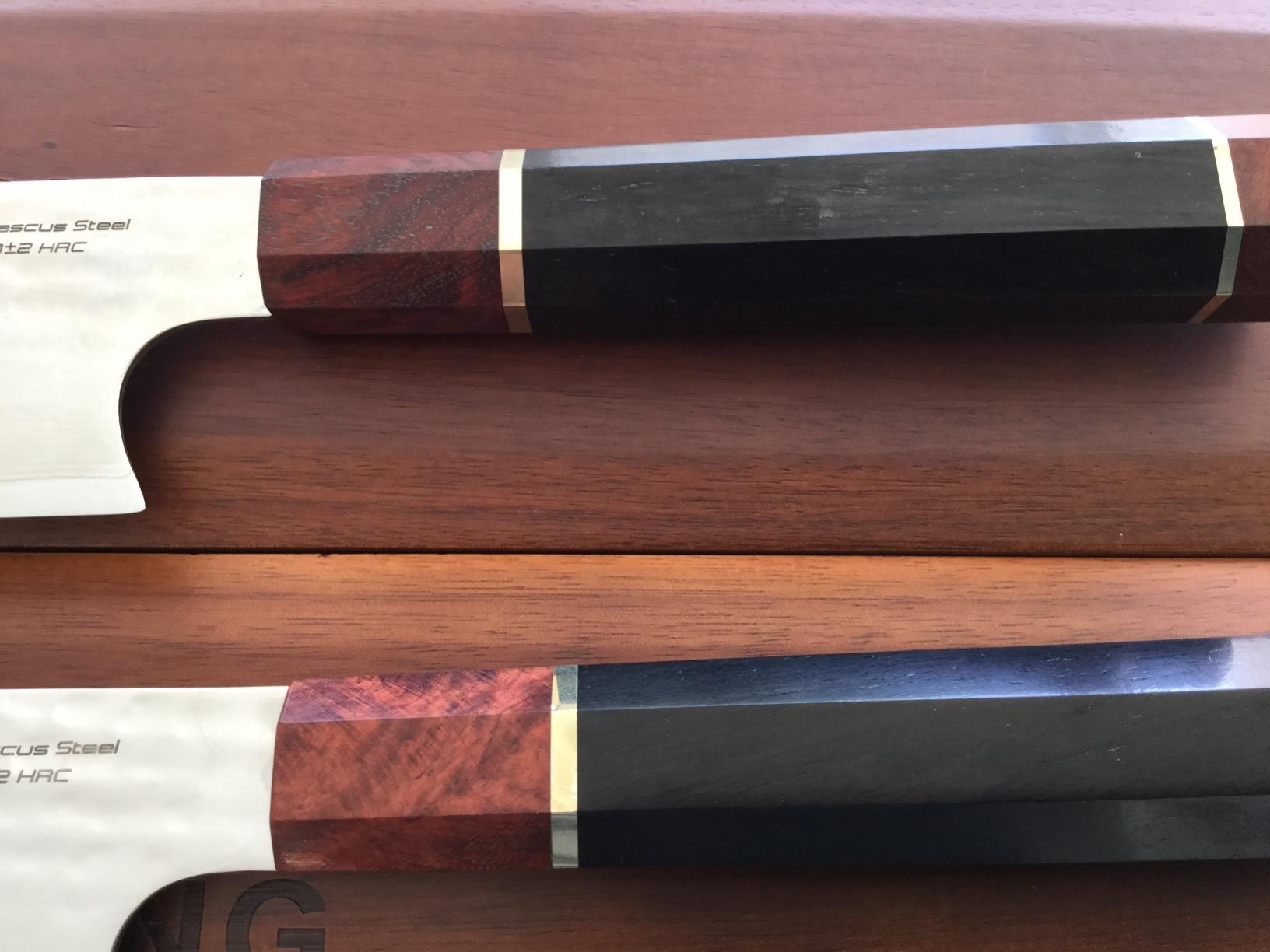 FINDKING Prestige Series Yanagiba Knife with Walnut Cover, Japanese SKD11 Damascus Steel Blade, Ebony Wood Octagonal Handle, Professional Sashimi Sushi Fish Knife (10.5 Inches, with Wooden Gift Box) customer photo 2