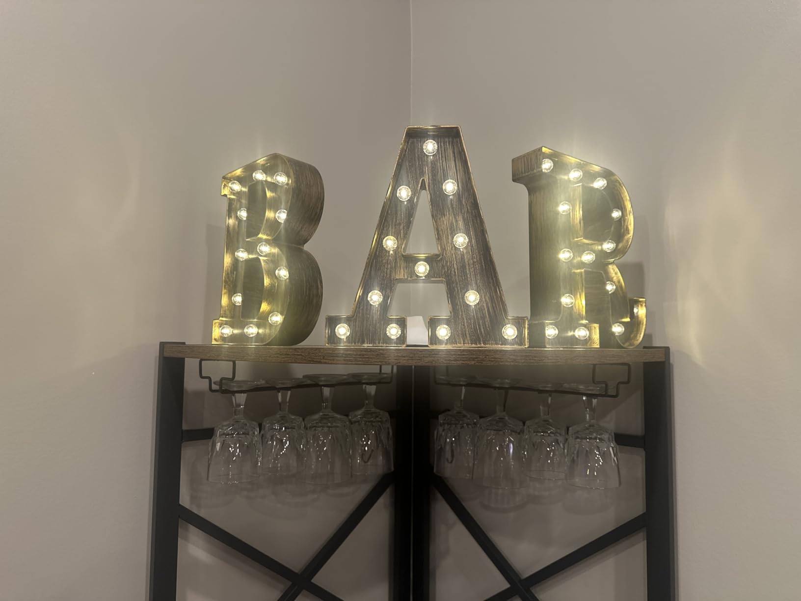 Light Up BAR Sign, LED Vintage Letters Home Decor Name Signs - Illuminated Marquee Letter Sign Lights - Battery Operated customer photo 2