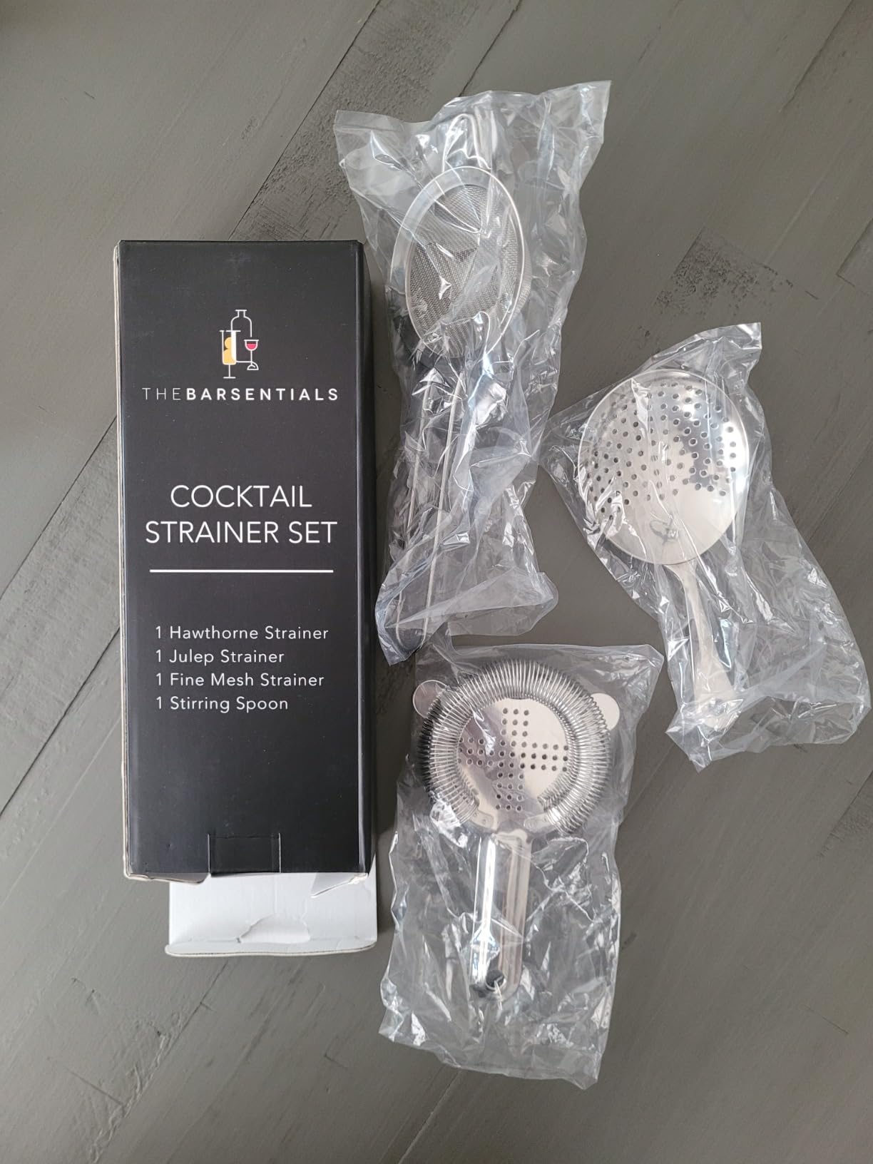 Cocktail Strainer Set Stainless Steel Bar Tools with Stirring Spoon - Hawthorne, Julep, & Fine-Mesh Sifter for Drinks customer photo 2
