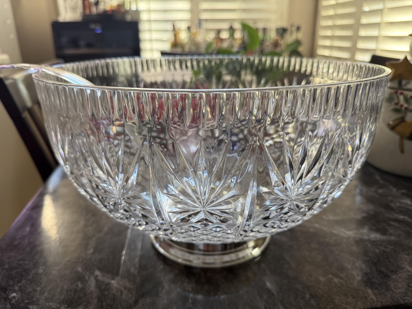 Upper Midland Products Crystal Cut Plastic Punch Bowl With Ladle 3 Gallon Chrome Base For Parties customer photo 1