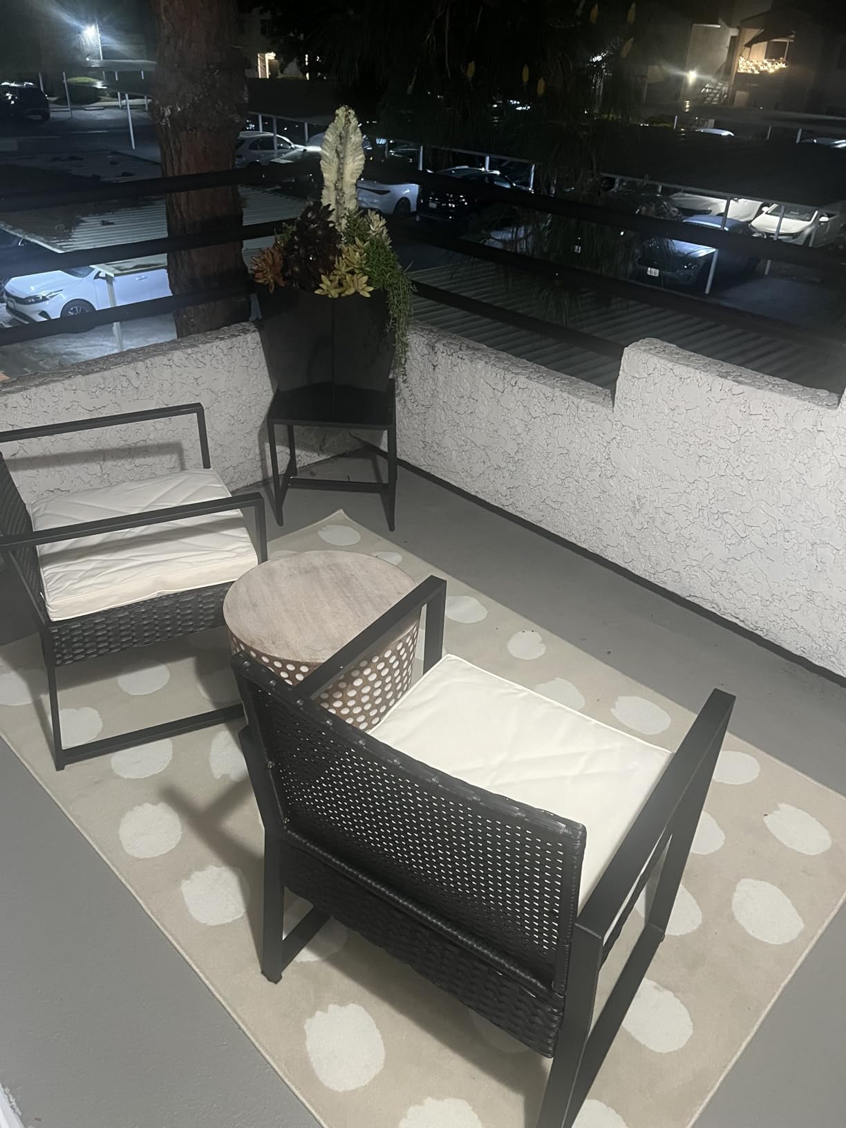 Yaheetech 3 Pieces Rattan Bistro Set, Indoor/Outdoor Wicker Patio Modern Conversation Furniture, 2 Chairs & Tempered Glass Coffee Table for Garden, Balcony, Backyard, Poolside, Black/Gray customer photo 2