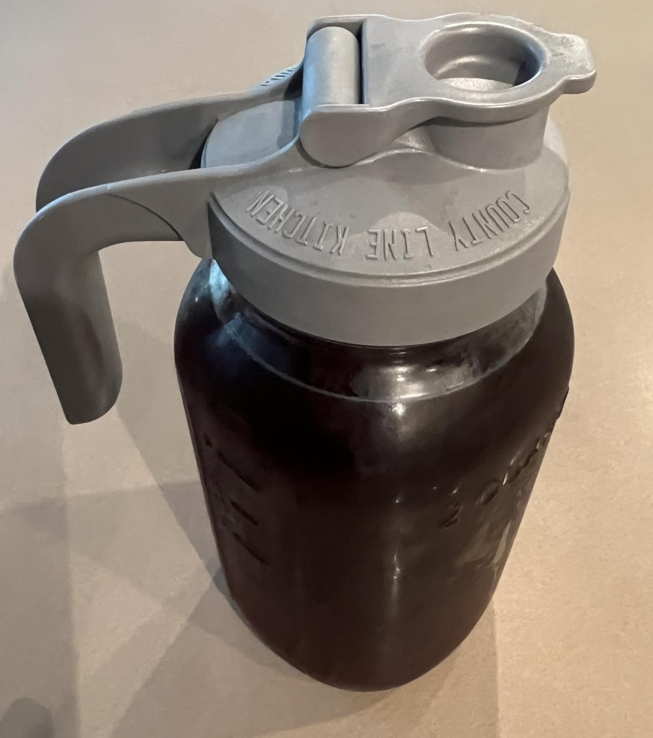 County Line Kitchen Glass Mason Jar Pitcher with Lid - Wide Mouth, 2 Quart (64 oz) - Heavy Duty, Leak Proof - Sun & Iced Tea Pitcher, Cold Brew Coffee, Breast Milk Storage, Water - Gray customer photo 1