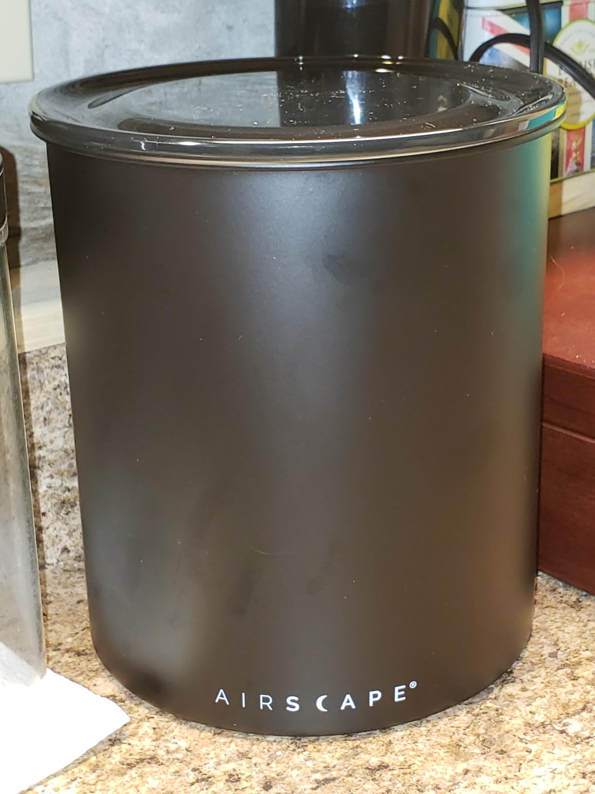 AirScape Planetary Design Kilo Coffee Storage Canister - US Patented Inner Plunger Lid Removes Excess Oxygen - Don't Buy airtight, Buy AIR-Less - Holds 2.2 lbs Coffee Beans - (Matte Gray) customer photo 1