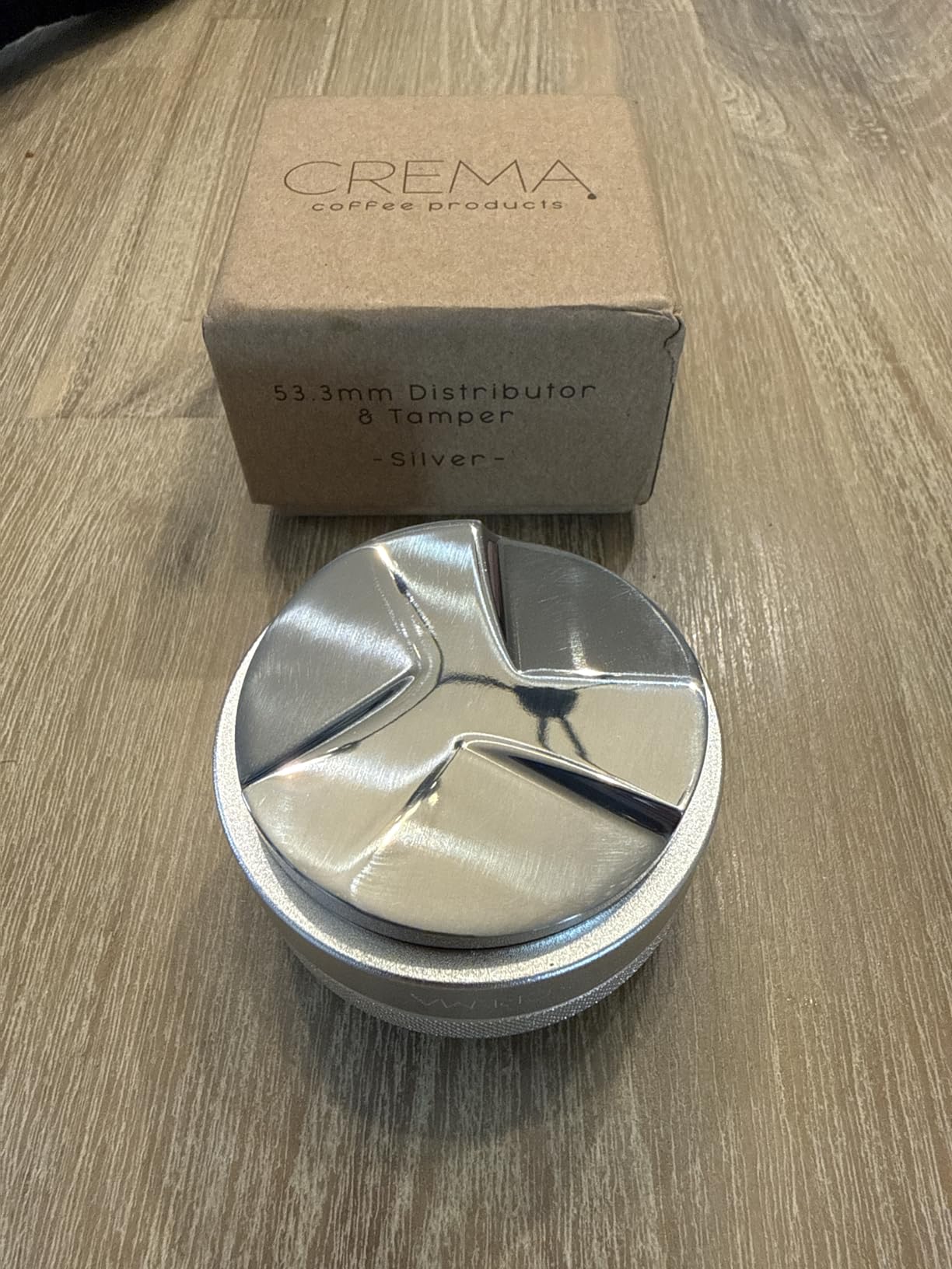 CREMA Coffee Products 53.3mm Hand Tamper & Coffee Distributor | Compatible with Breville Portafilters | Double-Sided, Adjustable Depth Tool | Made with Durable 304 Stainless Steel | Black customer photo 1
