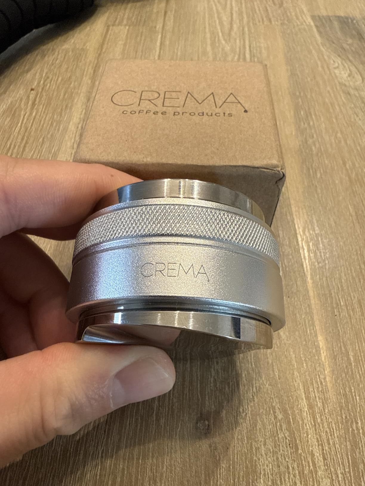 CREMA Coffee Products 53.3mm Hand Tamper & Coffee Distributor | Compatible with Breville Portafilters | Double-Sided, Adjustable Depth Tool | Made with Durable 304 Stainless Steel | Black customer photo 2
