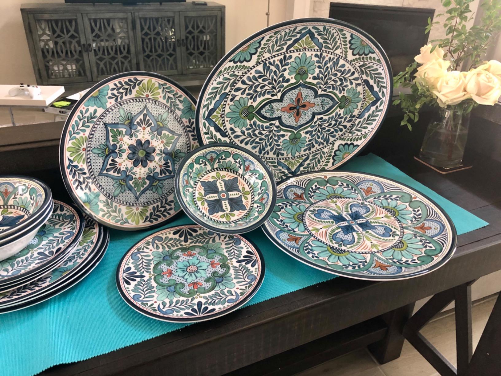 Talavera Melamine Platter Set of 2, Multicolor Decorative Serving Trays for Outdoor Entertaining customer photo 2