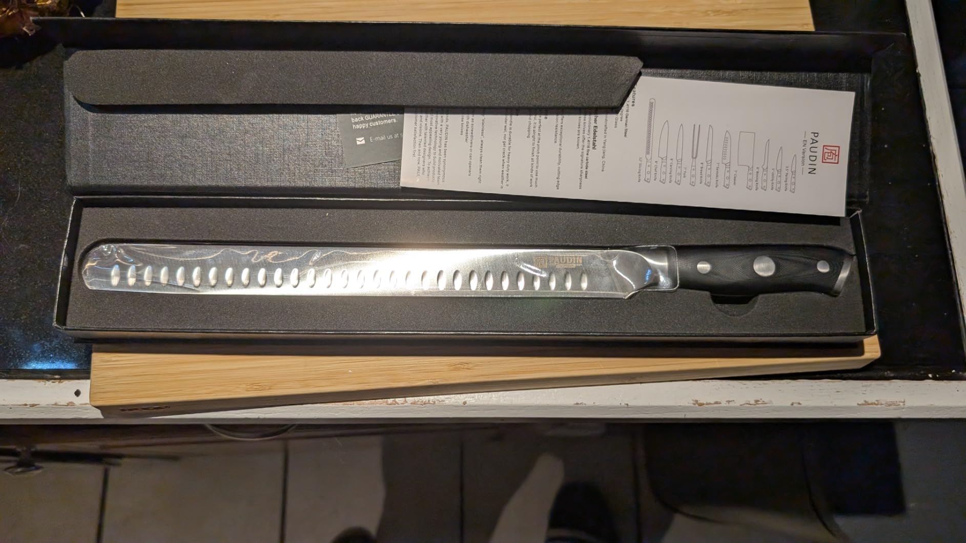 PAUDIN Carving Knife, 12 Inch Brisket Knife, Premium Slicing Knives with Granton Blade for Cutting Smoked Brisket, BBQ Meat, Turkey - Ergonomic G10 Handle customer photo 1
