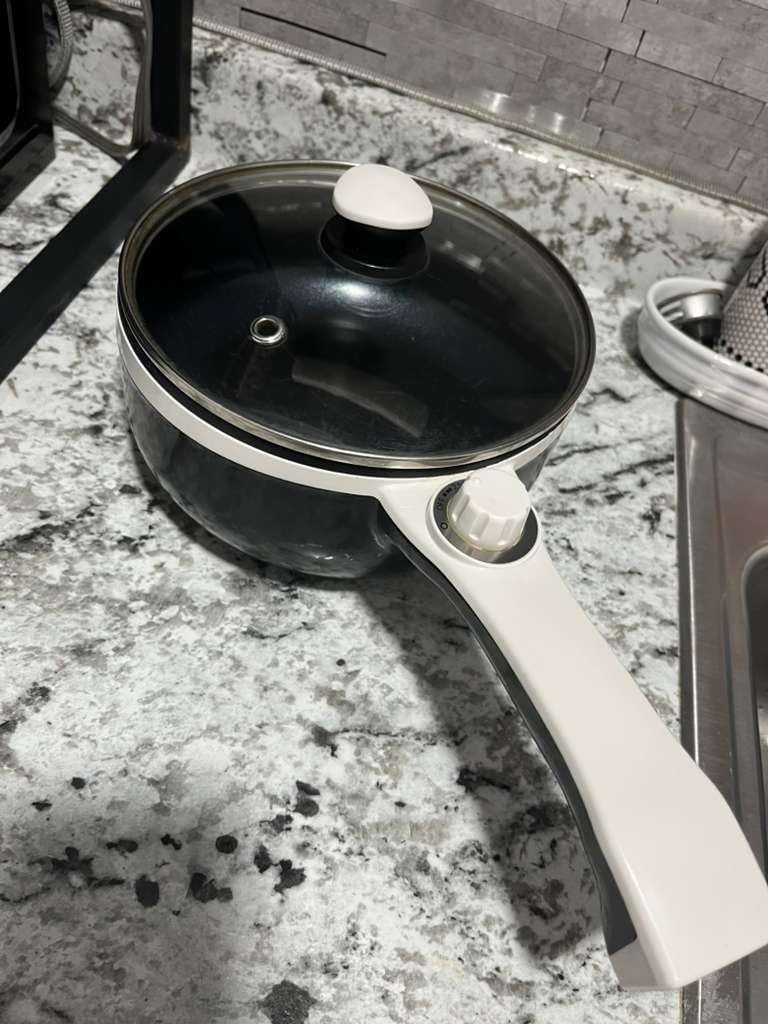 Dezin Hot Pot Electric Upgraded, Non-Stick Sauté Pan, Rapid Noodles Electric Pot, 1.5L Mini Portable Hot Pot for Steak, Egg, Fried Rice, Ramen, Oatmeal, Soup with Power Adjustment customer photo 1