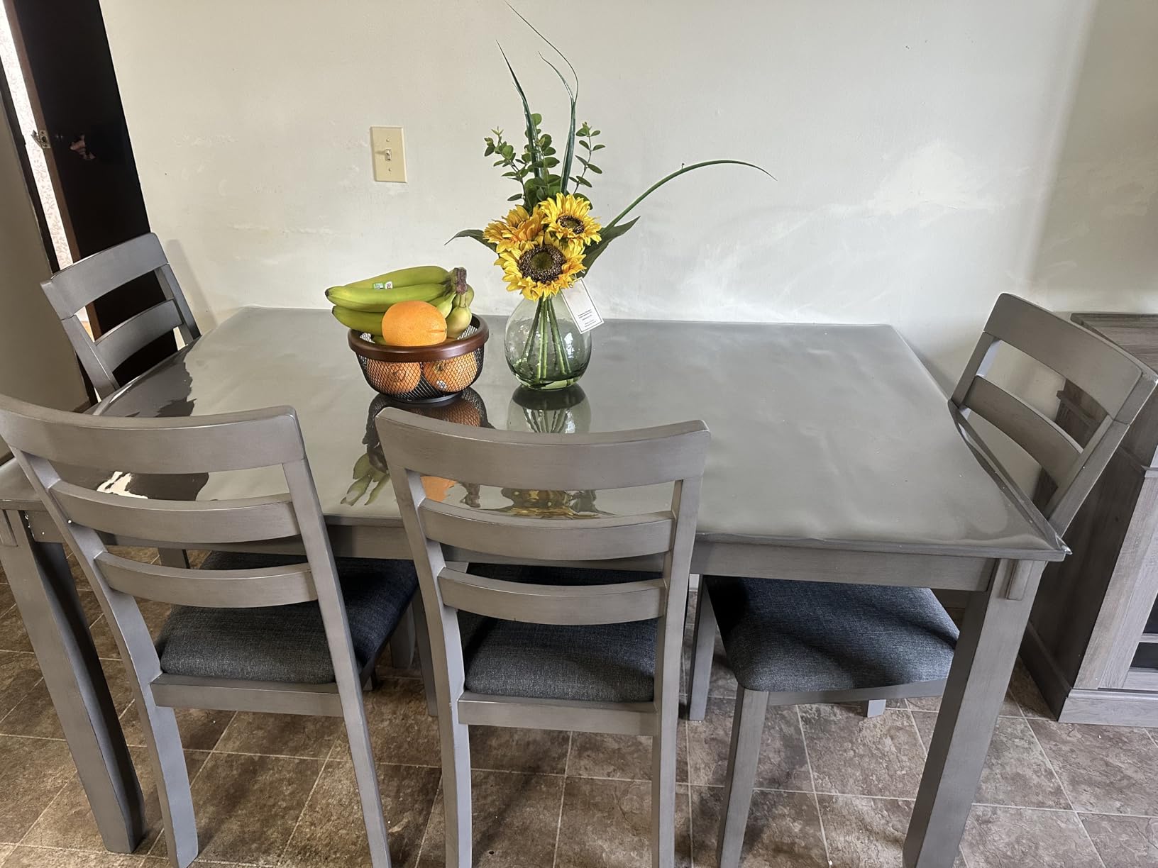 Signature Design by Ashley Bridson Dining Table Set For 6 With Bench, Wood 6-Piece Kitchen Table And Chairs Set With Upholstered Seats, Transitional Charcoal Gray Dining Room Set For Family Meals customer photo 1