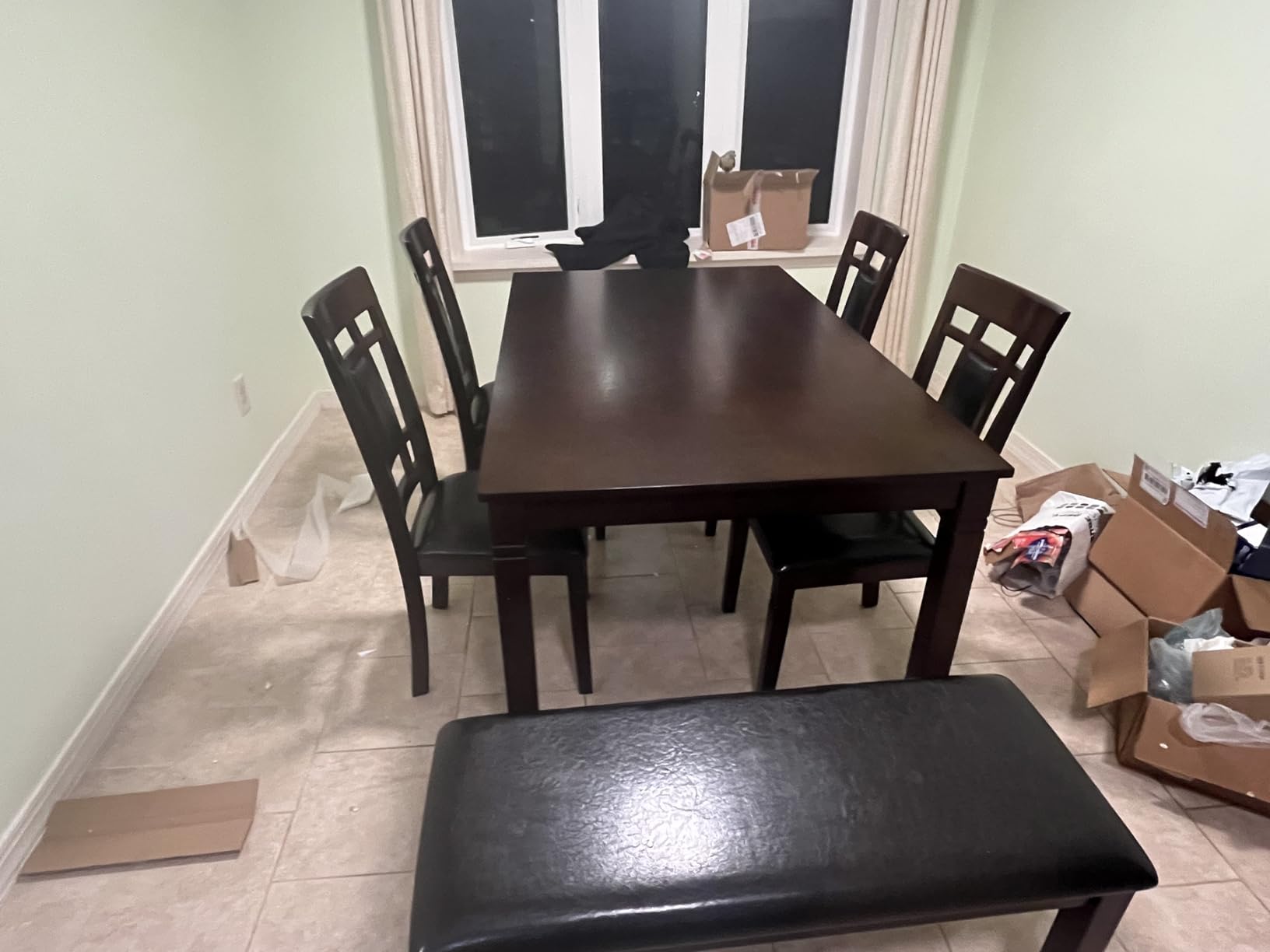 Signature Design by Ashley Bridson Dining Table Set For 6 With Bench, Wood 6-Piece Kitchen Table And Chairs Set With Upholstered Seats, Transitional Charcoal Gray Dining Room Set For Family Meals customer photo 2
