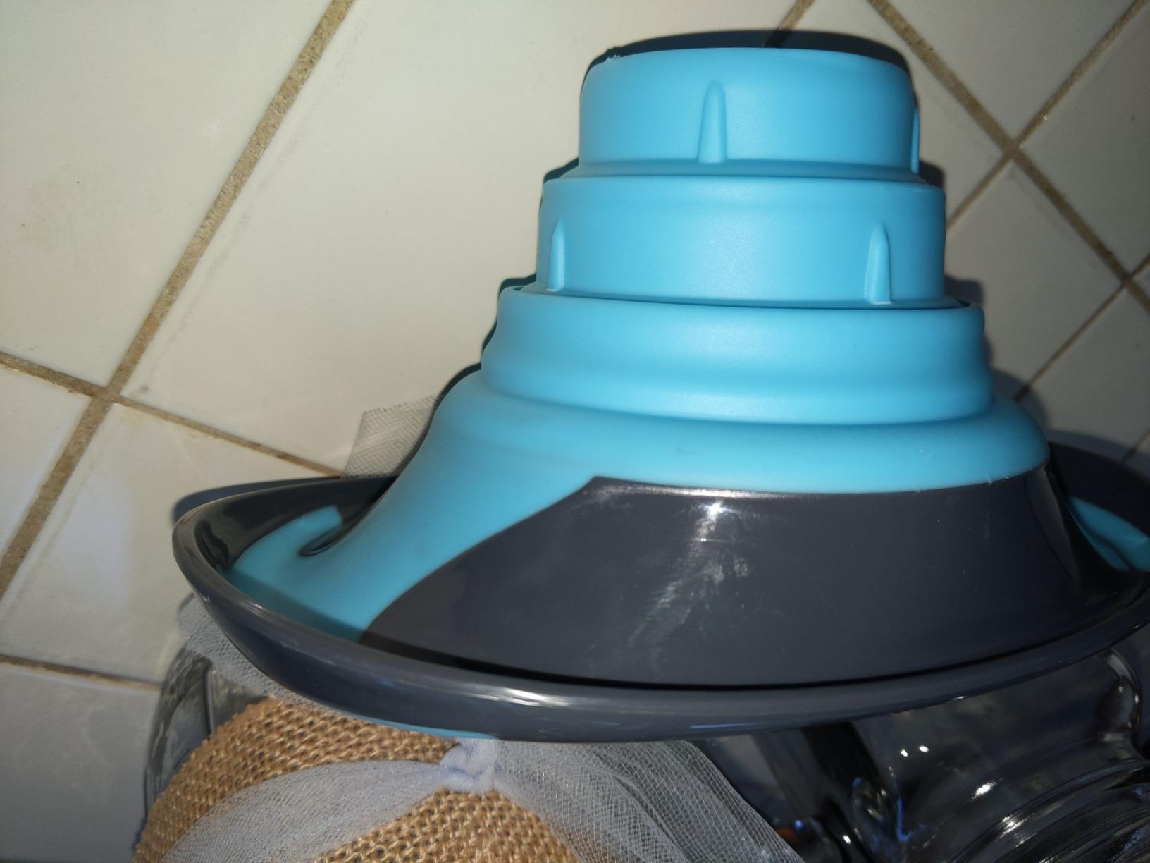 Kitchen Canning Funnel - Collapsible Silicone Food Funnel for Wide Mouth and Regular Mason Jars - Flexible Use for Coffee, Liquid, Jam, Cooking, Baking, Crafts - Teal/Gray customer photo 2