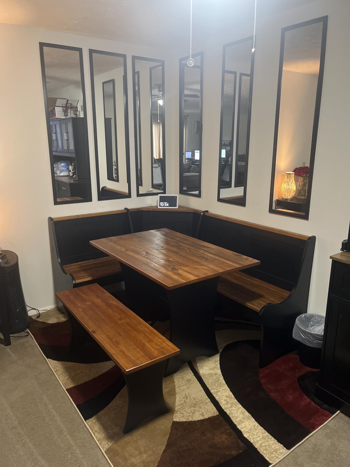 Linon Jackie Solid Wood 3 Piece Conversation Indoor Kitchen Corner Breakfast Dining Nook Set in Black customer photo 1