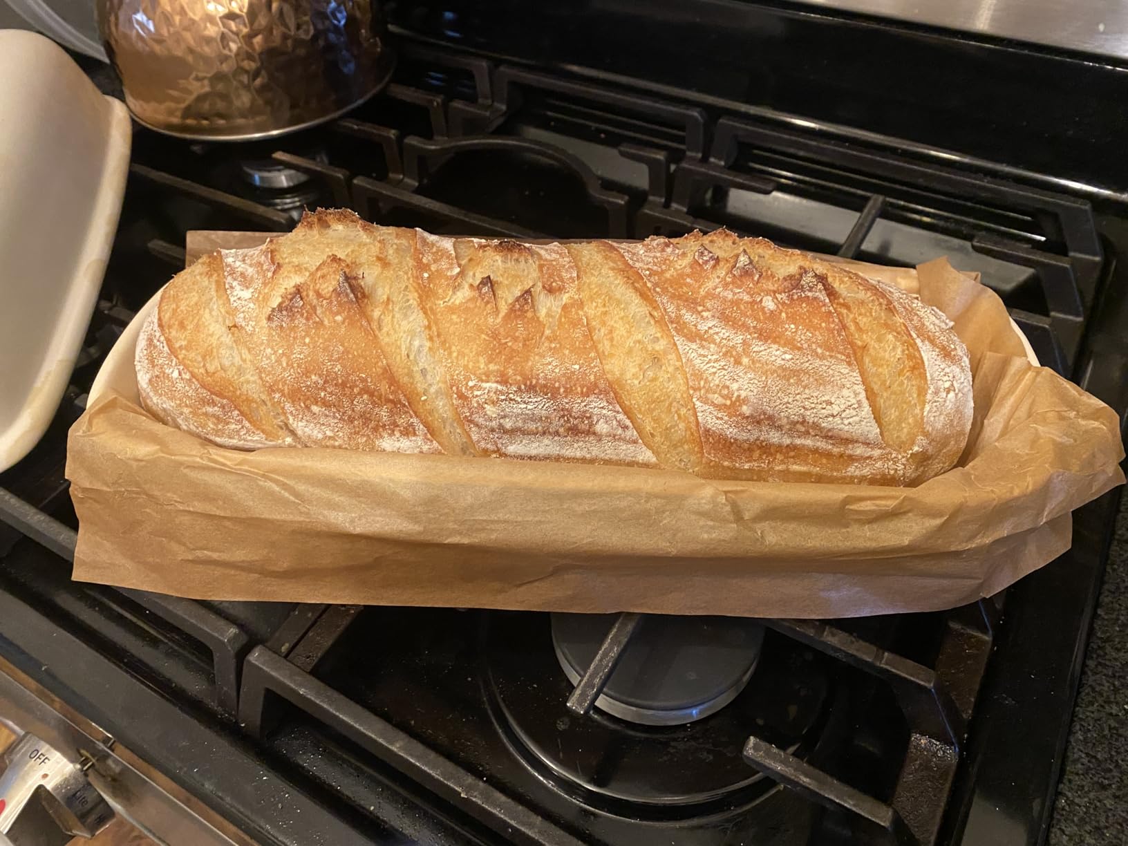 Sassafras Superstone® Covered Bread Baker with Lid - Bisque Glazed Exterior and Unglazed Interior Stoneware Bakeware - Bakes an Artisan Italian Bread with Crusty Crust and a Light Crumb customer photo 1