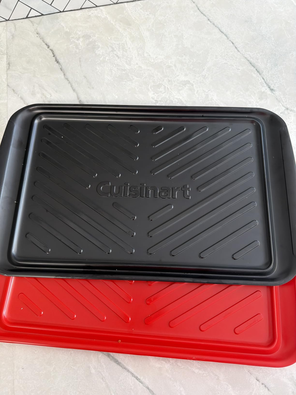 Cuisinart Grilling Prep & Serve Trays, 17x10.5 inch BBQ Tray Safe for Food Handling, 2 Dishwasher Safe Nesting Trays Black & Red, Perfect Grilling Accessories customer photo 1