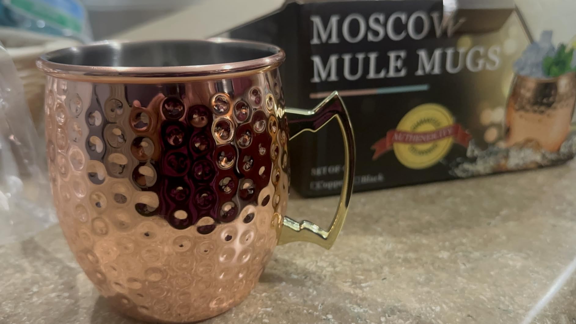 LINALL Moscow Mule Copper Mugs- Set of 4 Copper Plated Stainless Steel Mug 18oz, for Chilled Drinks (4 pcs) customer photo 2