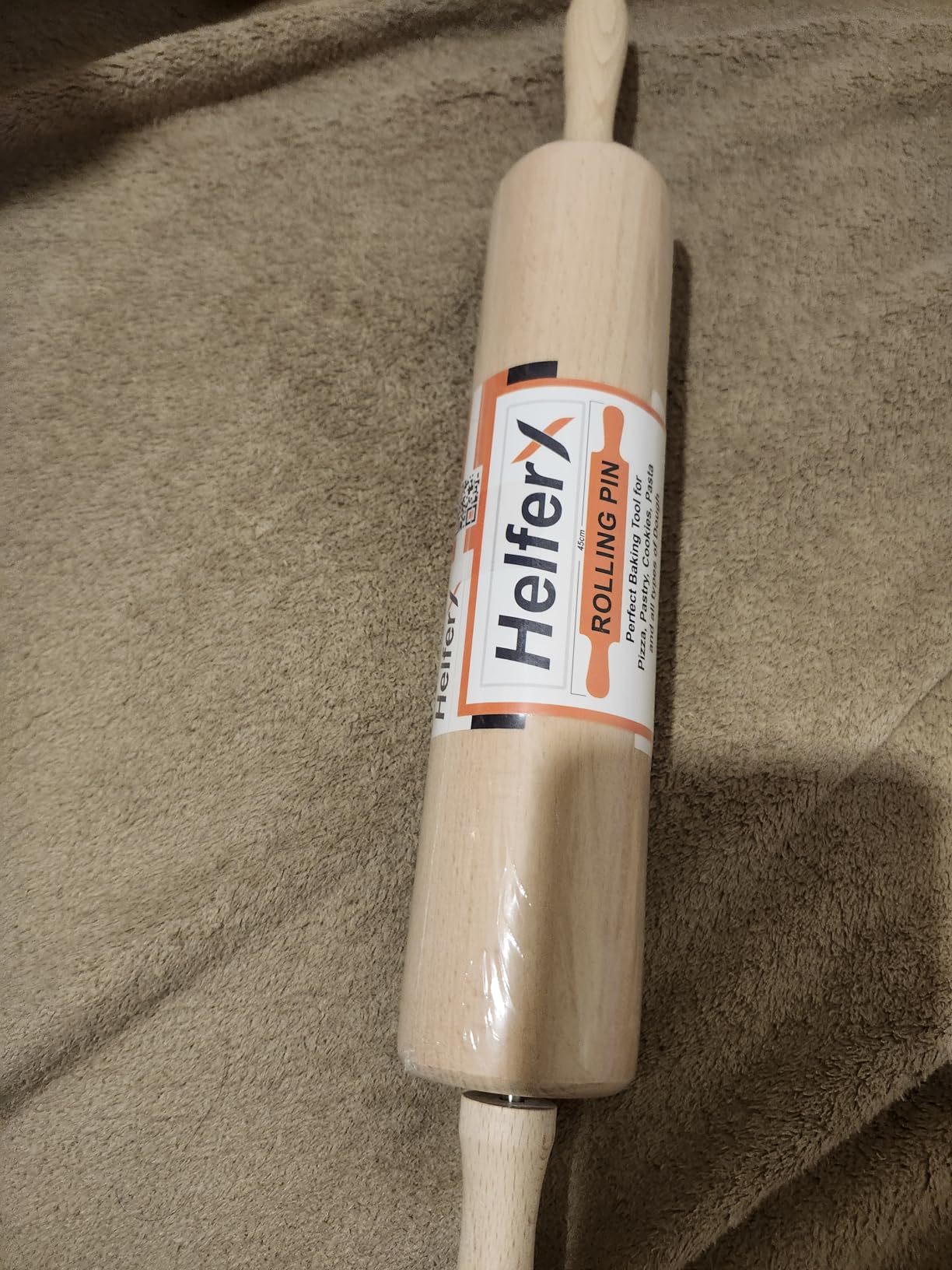 Wooden Rolling Pin 17.6 Inch with Rotating Ergonomic Handles - Classic Beech Wood Dough Roller for Baking Pizza, Pastry, Bread, and Cookies customer photo 2