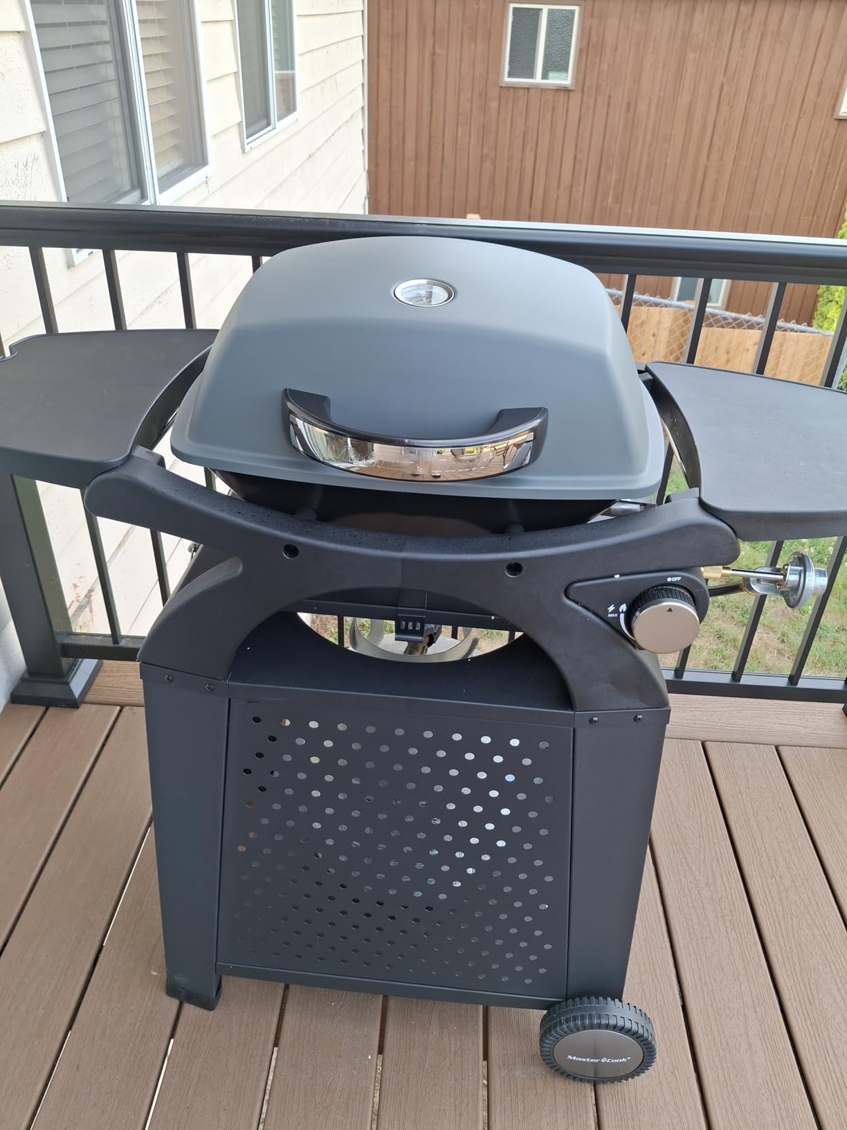 MASTER COOK 3 Burner BBQ Propane Gas Grill, 472 Sq. In. Cooking Area, 30,000 BTU Stainless Steel Barbecue Grill with Two Foldable Shelves for Outdoor Patio, Backyard customer photo 2