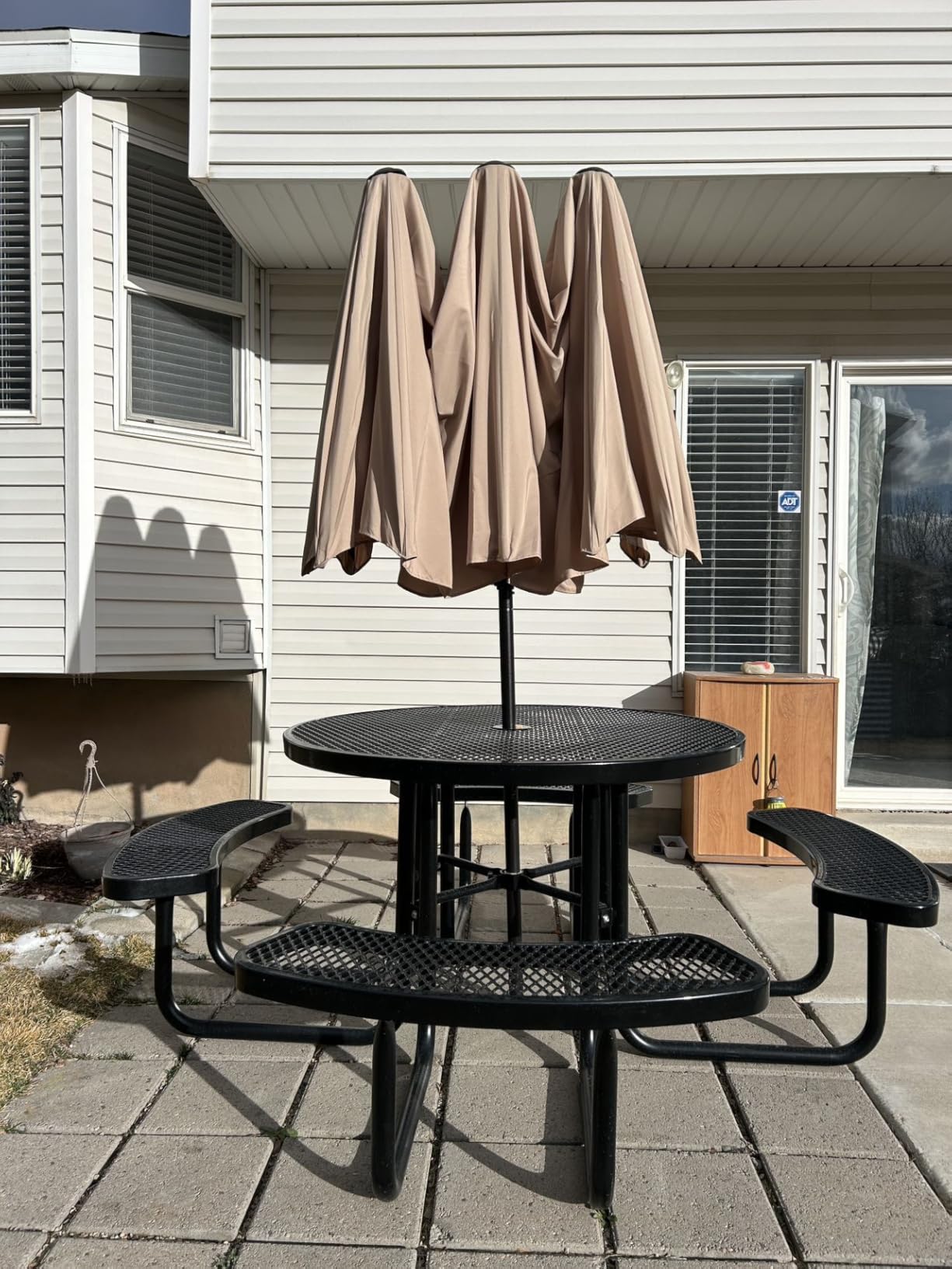 PHI VILLA 13ft Large Patio Umbrella Double-Sided Twin Outdoor Market Umbrella with Crank, Beige customer photo 2
