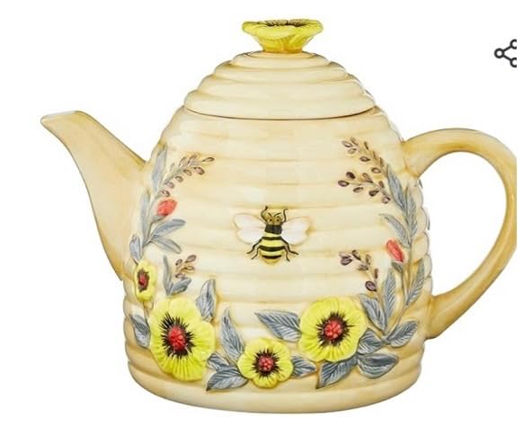 Bee Sweet 32 oz. 3-D Beehive Teapot Ceramic, Multi Colored customer photo 2