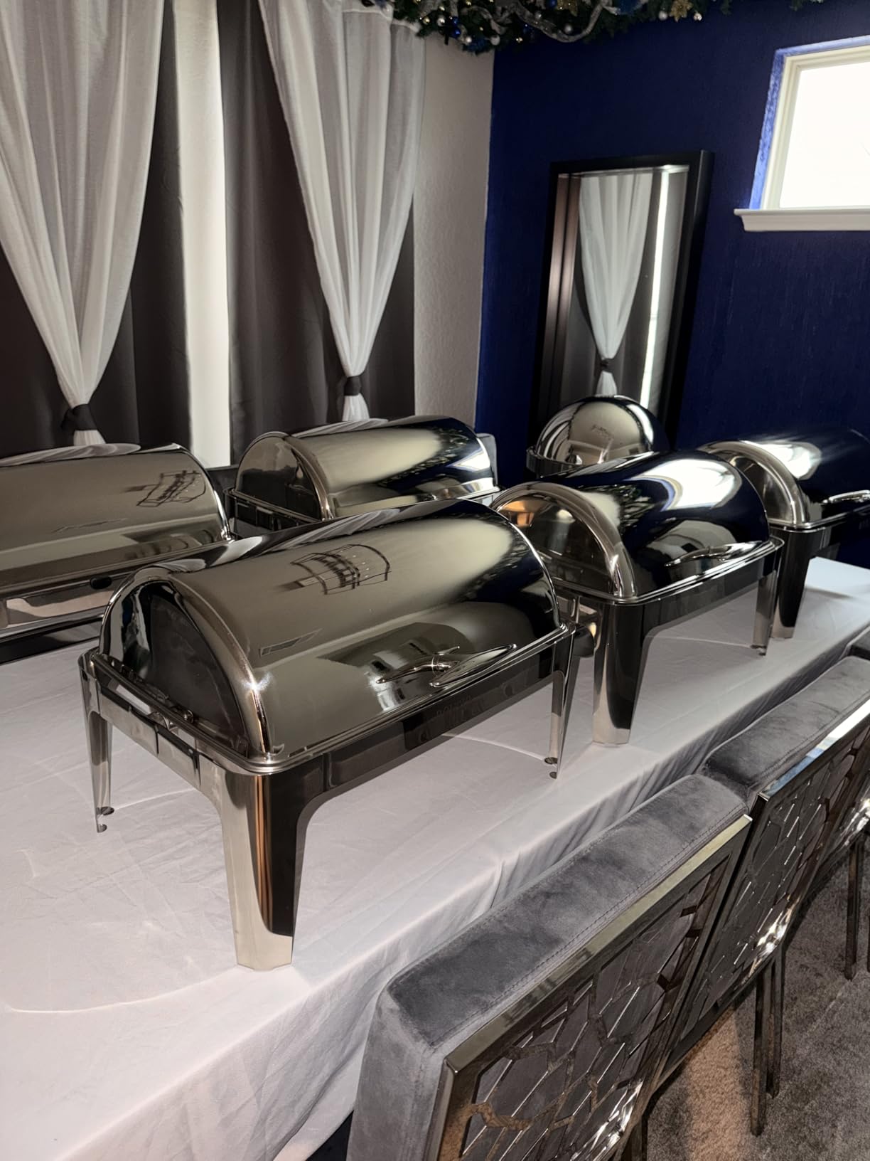 ROVSUN Chafing Dish Buffet Set, 9 Quart Roll Top Stainless Steel Chafer, NSF Rectangular Set with Food Pan, Water Pan and Fuel Holders, for Wedding, Parties, Banquet, Catering Events customer photo 2