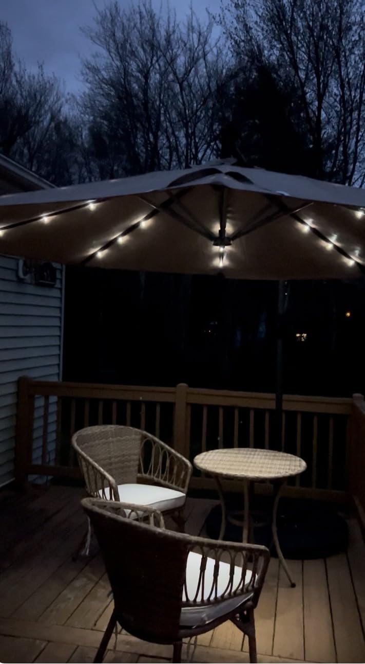 Best Choice Products 10ft Solar LED Offset Cantilever Hanging Market Patio Umbrella, 8 Sturdy Ribs, Easy Adjustment - Navy Blue customer photo 1
